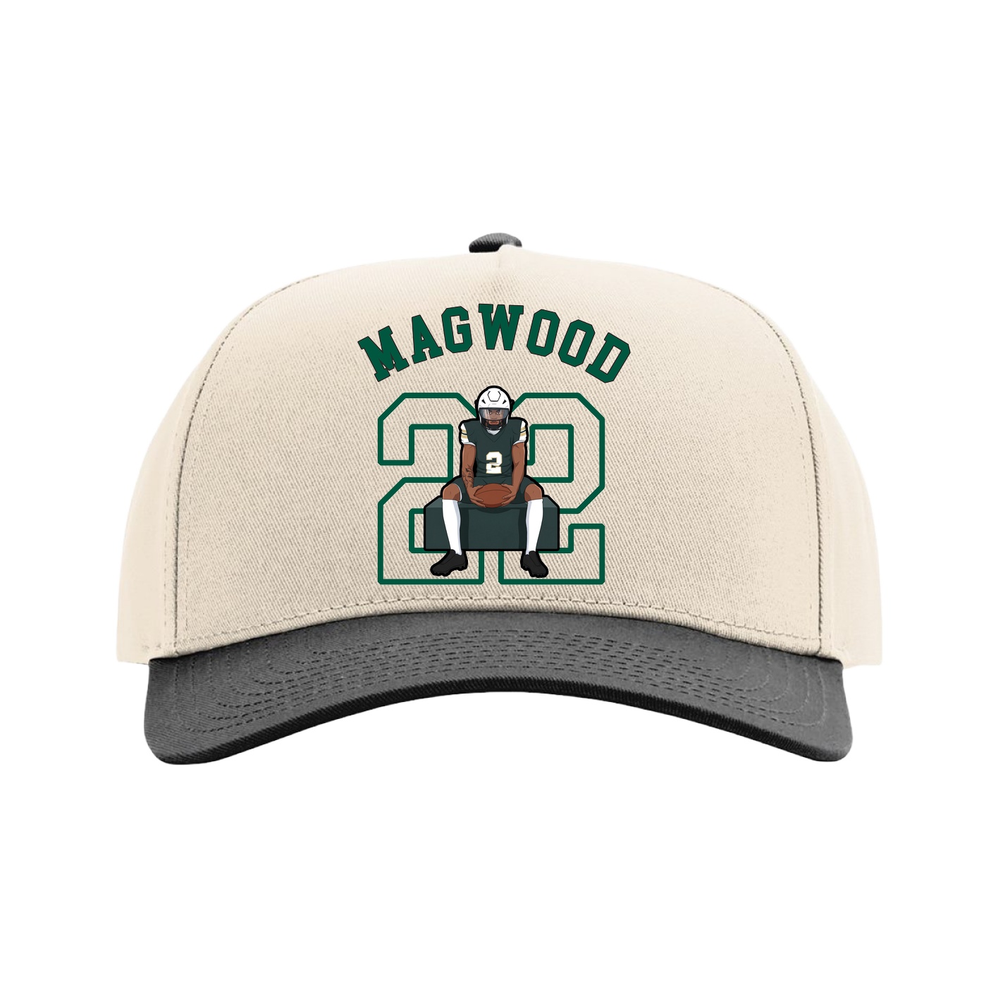 Full Fabric Five-Panel Champ Cap — Shirsey Arch in Cream/Black