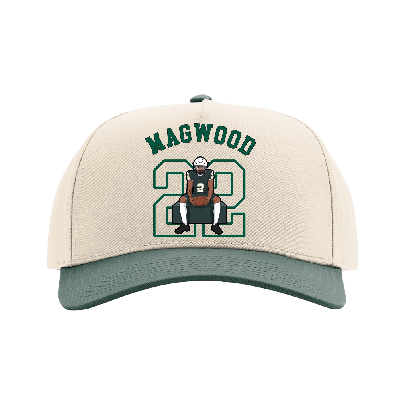 Full Fabric Five-Panel Champ Cap — Shirsey Arch in Cream/Green