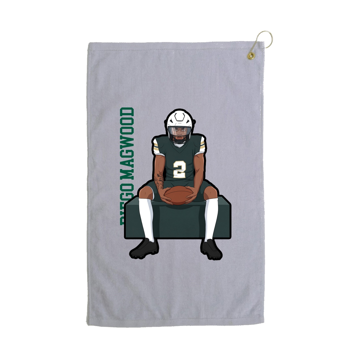 Golf Towel — Name Vertical in Grey