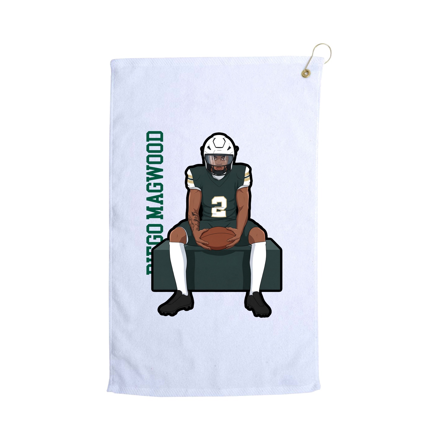 Golf Towel — Name Vertical in White