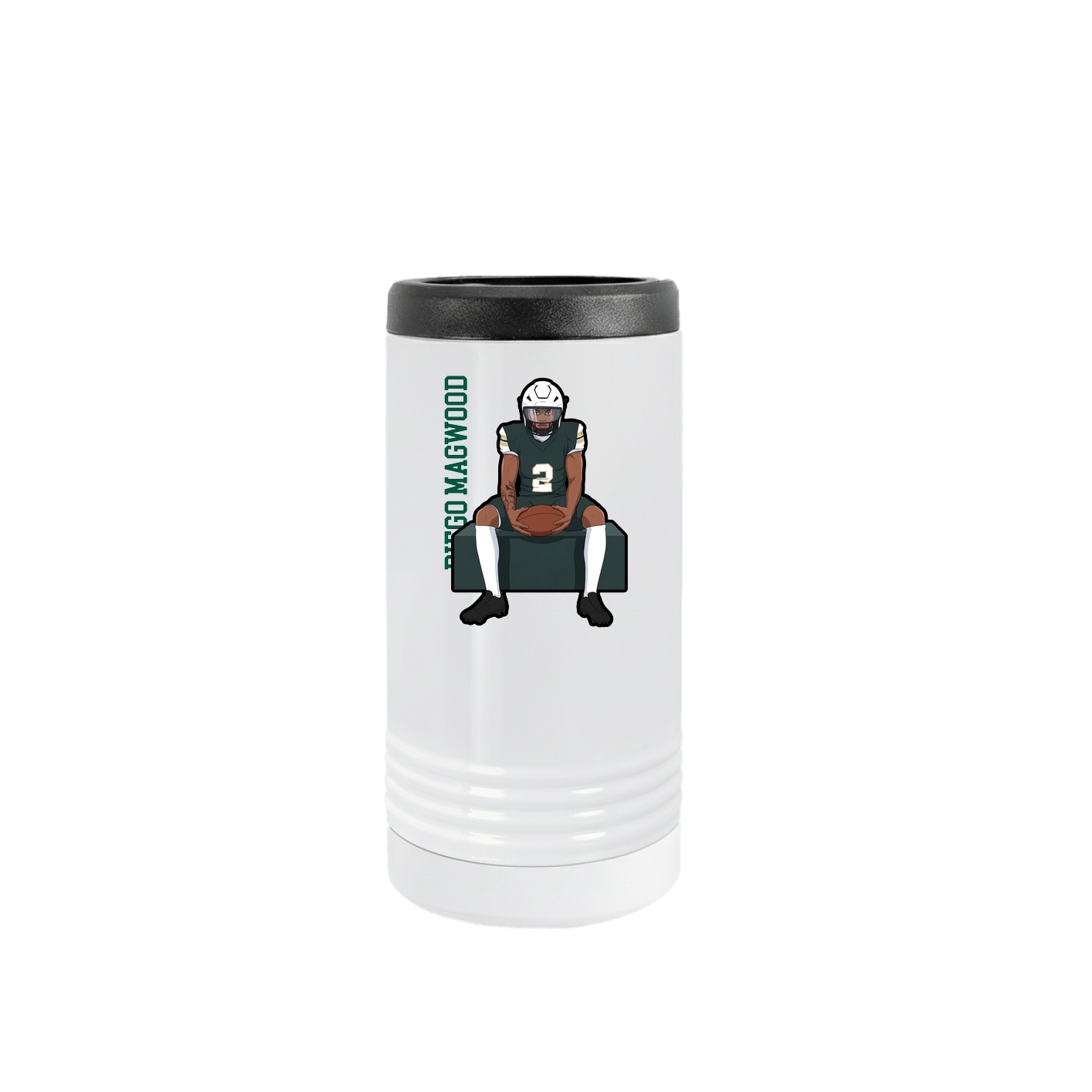 Slim Beverage Holder — Name Vertical in White