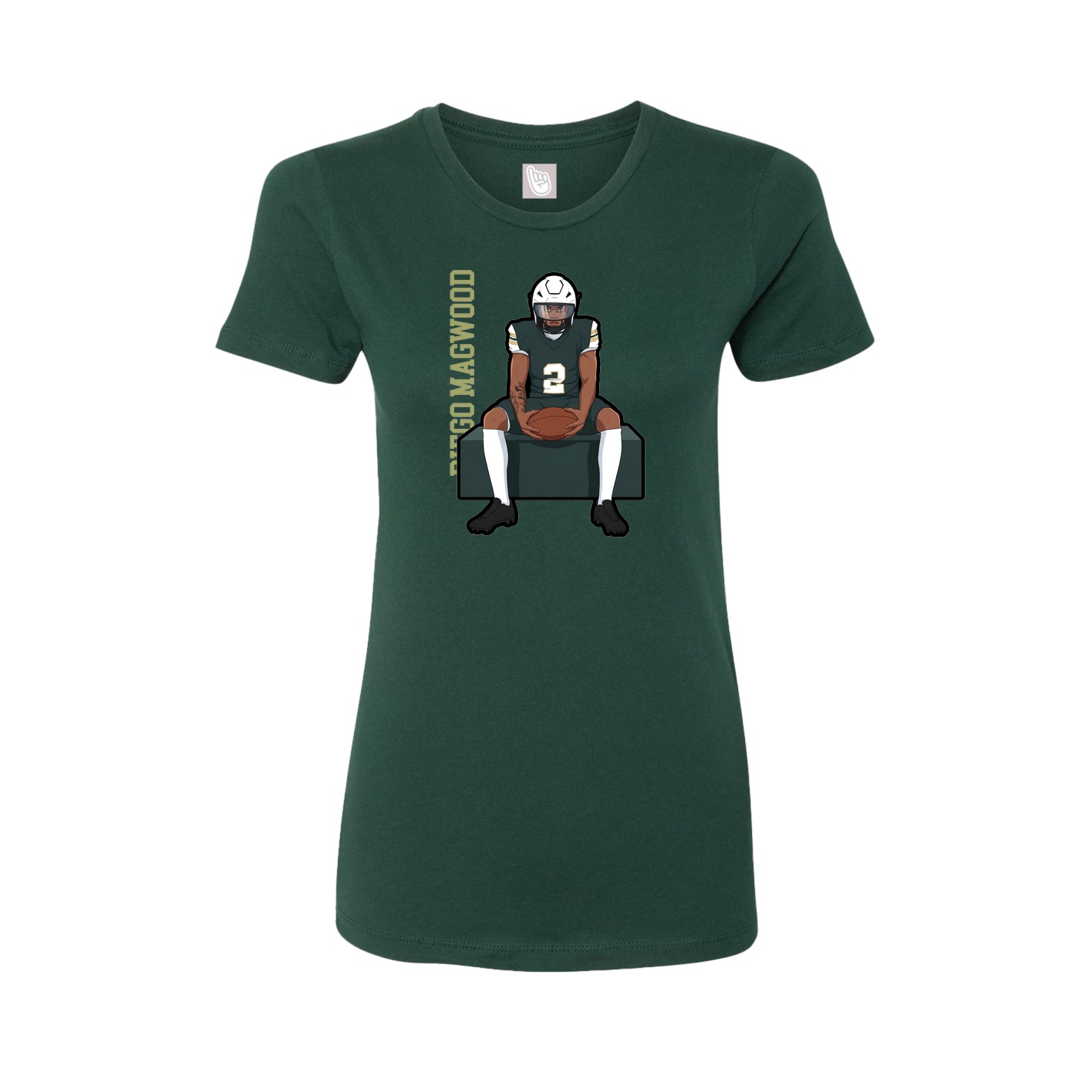 Womens Tee — Name Vertical in Green