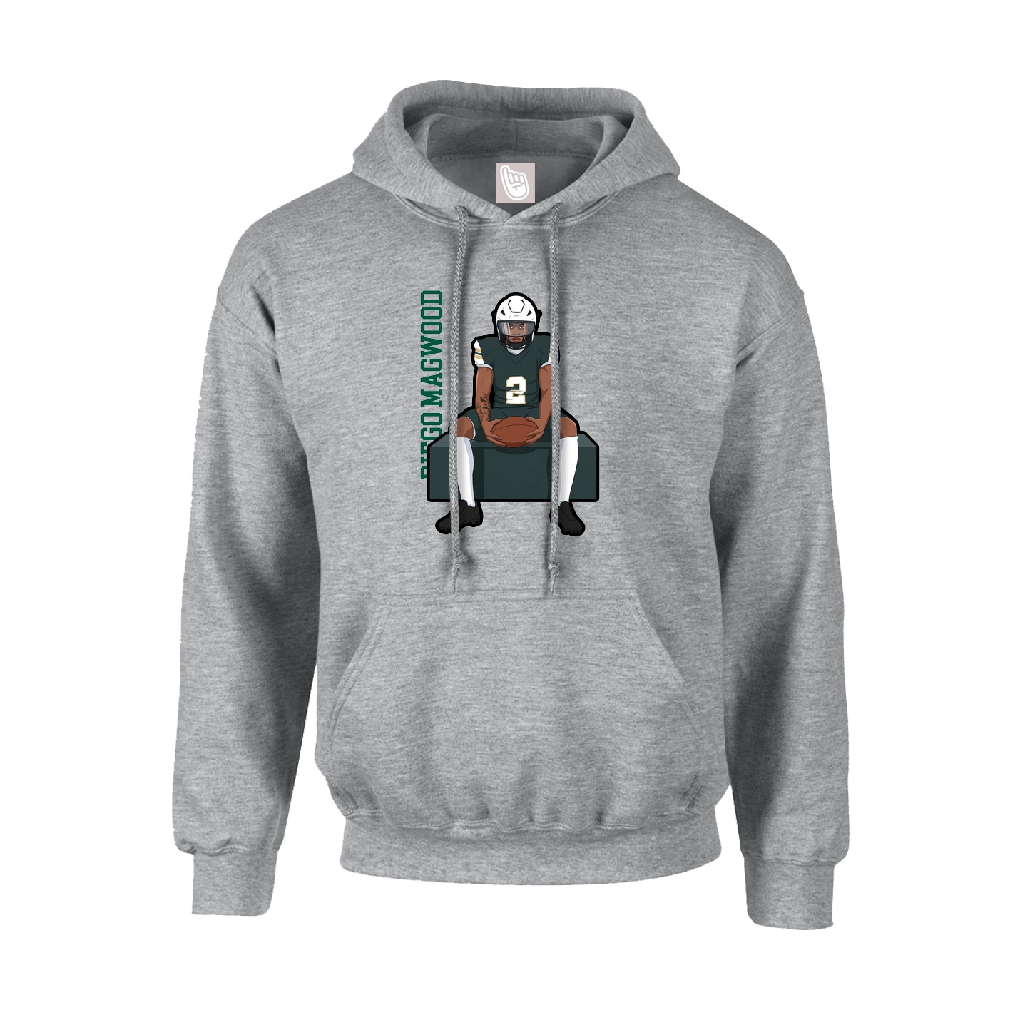 Youth Hoodie — Name Vertical in Grey