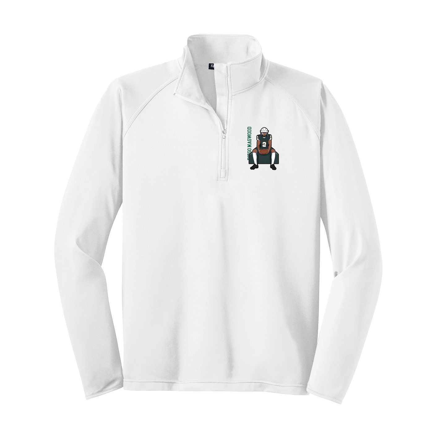 Q-Zip Pullover — Name Vertical in White