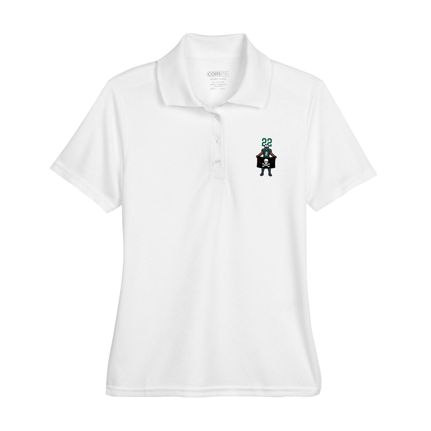 Womens Performance Polo — Number Top in White