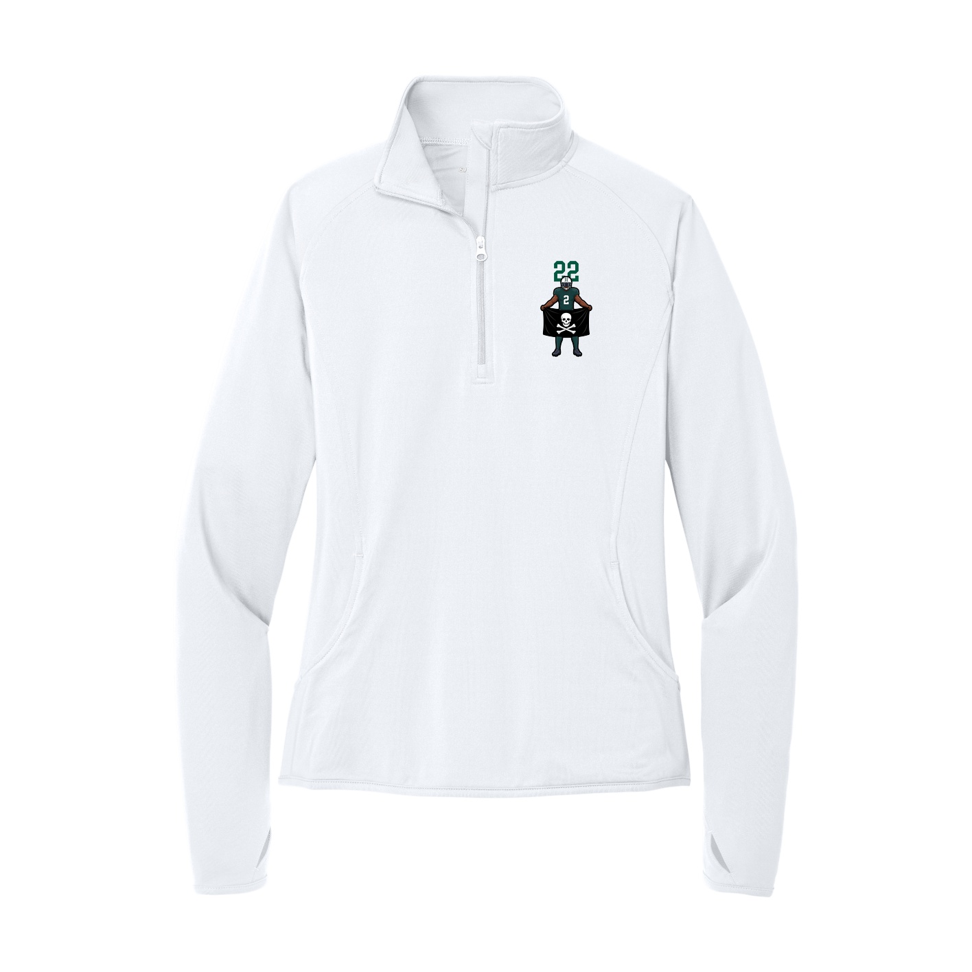 Women's Q-Zip Pullover — Number Top in White