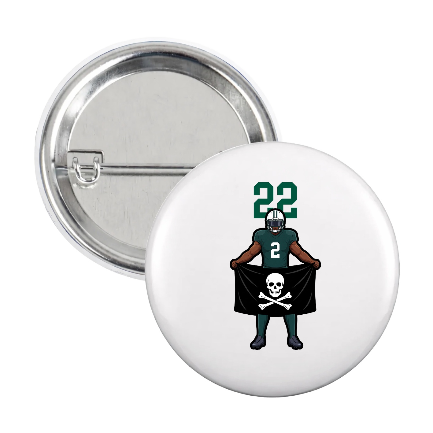 Game Day Button — Number Top in White