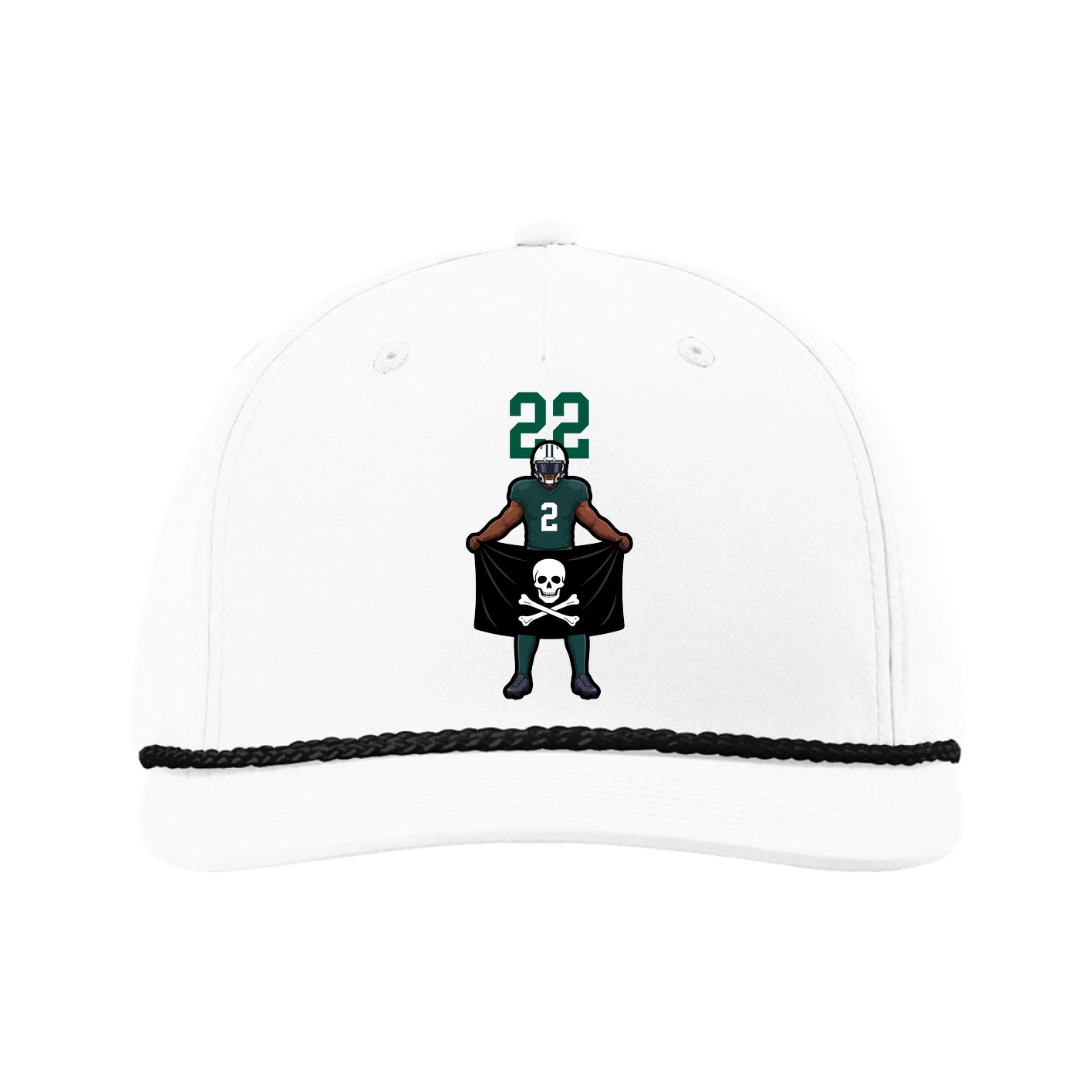 Five-Panel Classic Rope Cap — Number Top in White