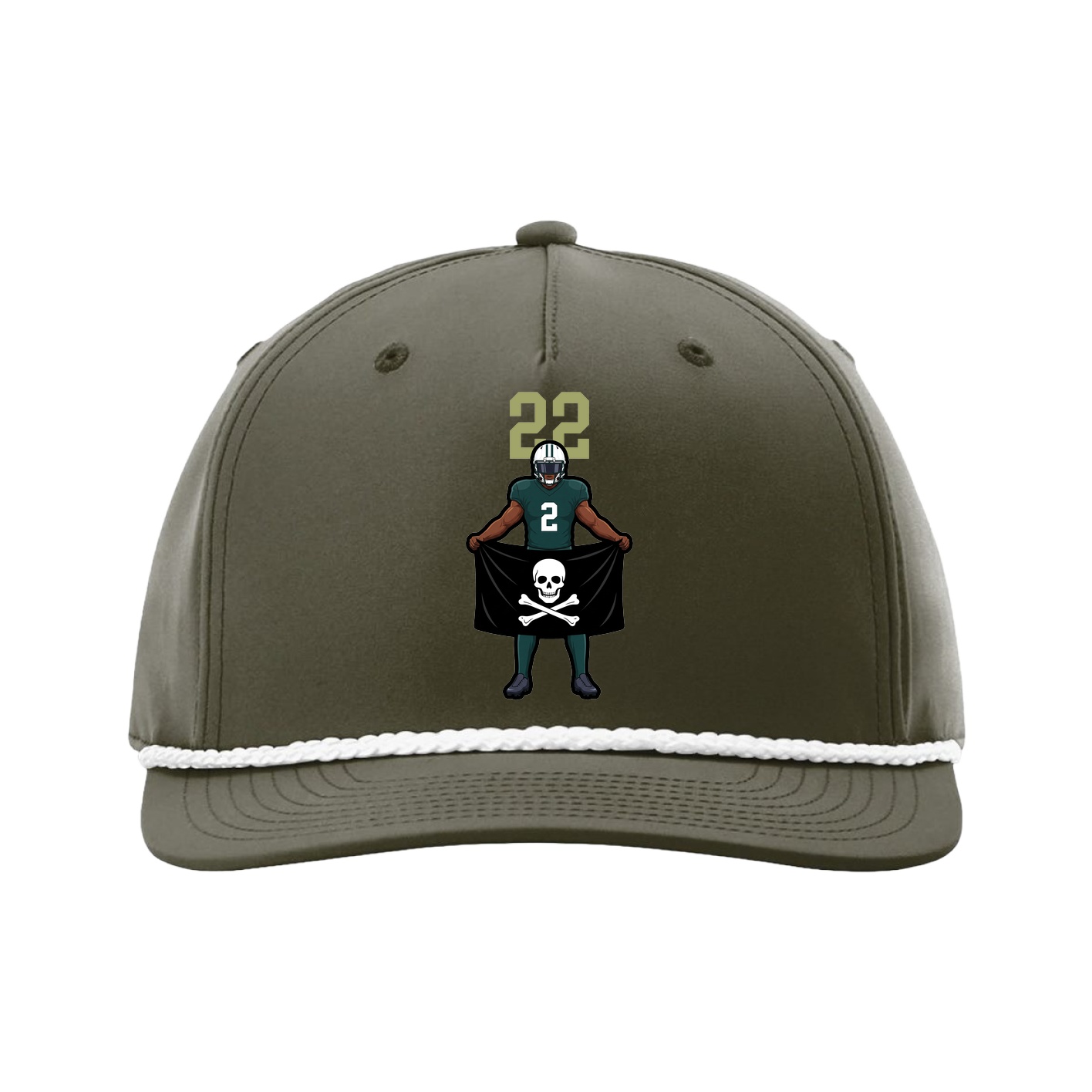Five-Panel Classic Rope Cap — Number Top in Green