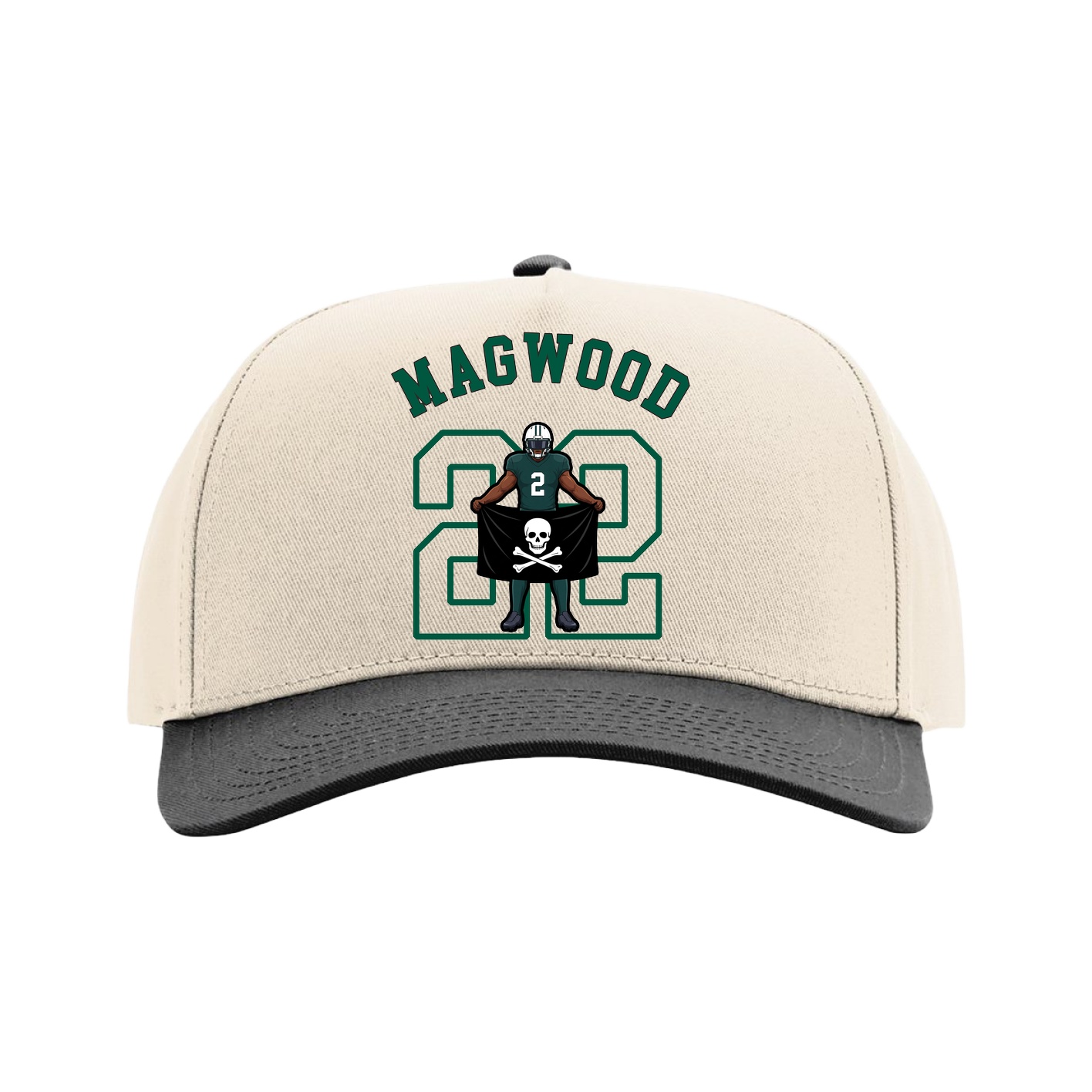 Full Fabric Five-Panel Champ Cap — Shirsey Arch in Cream/Black