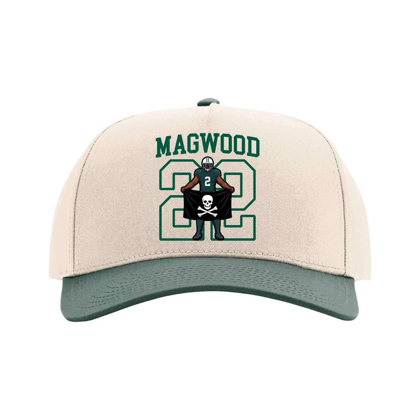 Full Fabric Five-Panel Champ Cap — Shirsey in Cream/Green