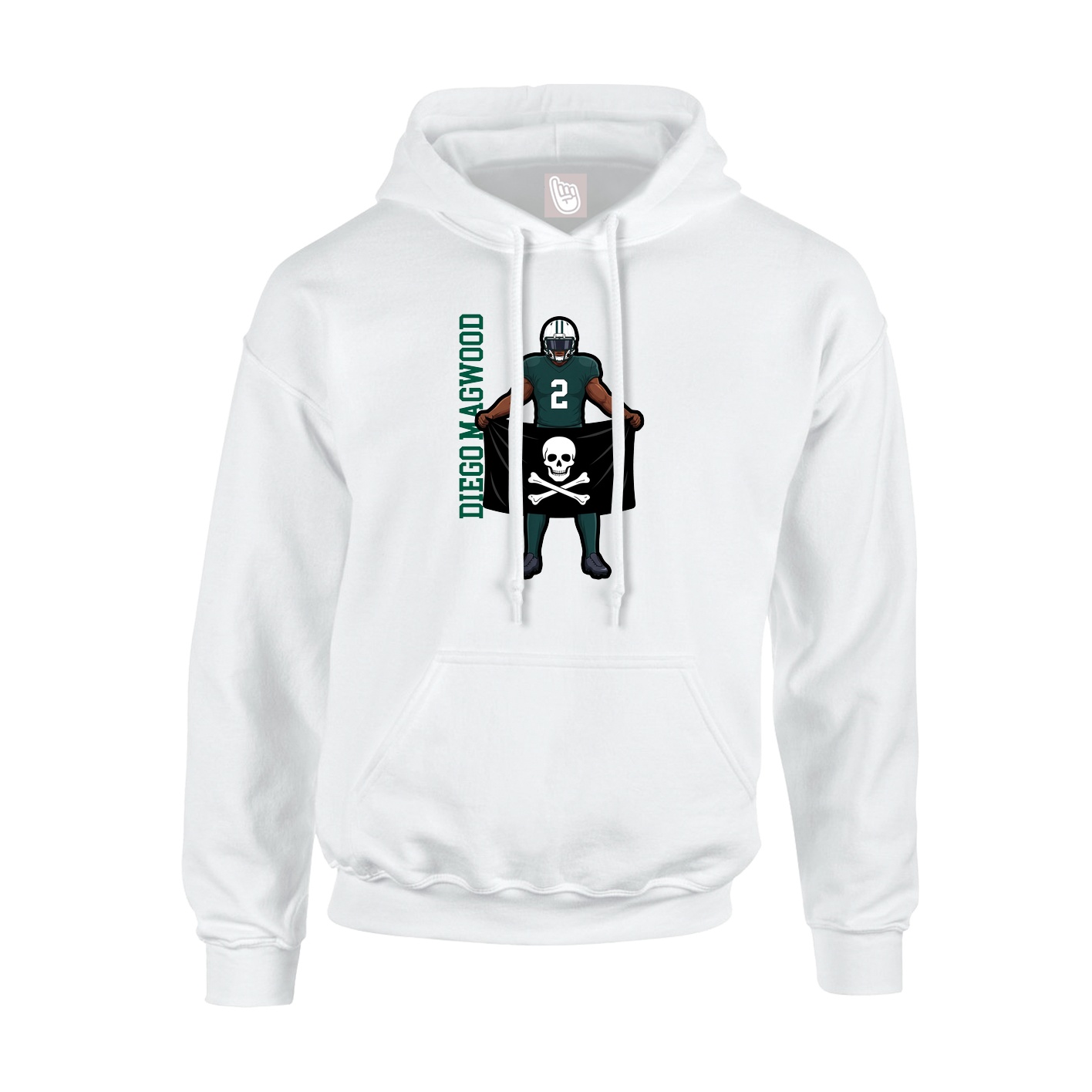 Youth Hoodie — Name Vertical in White