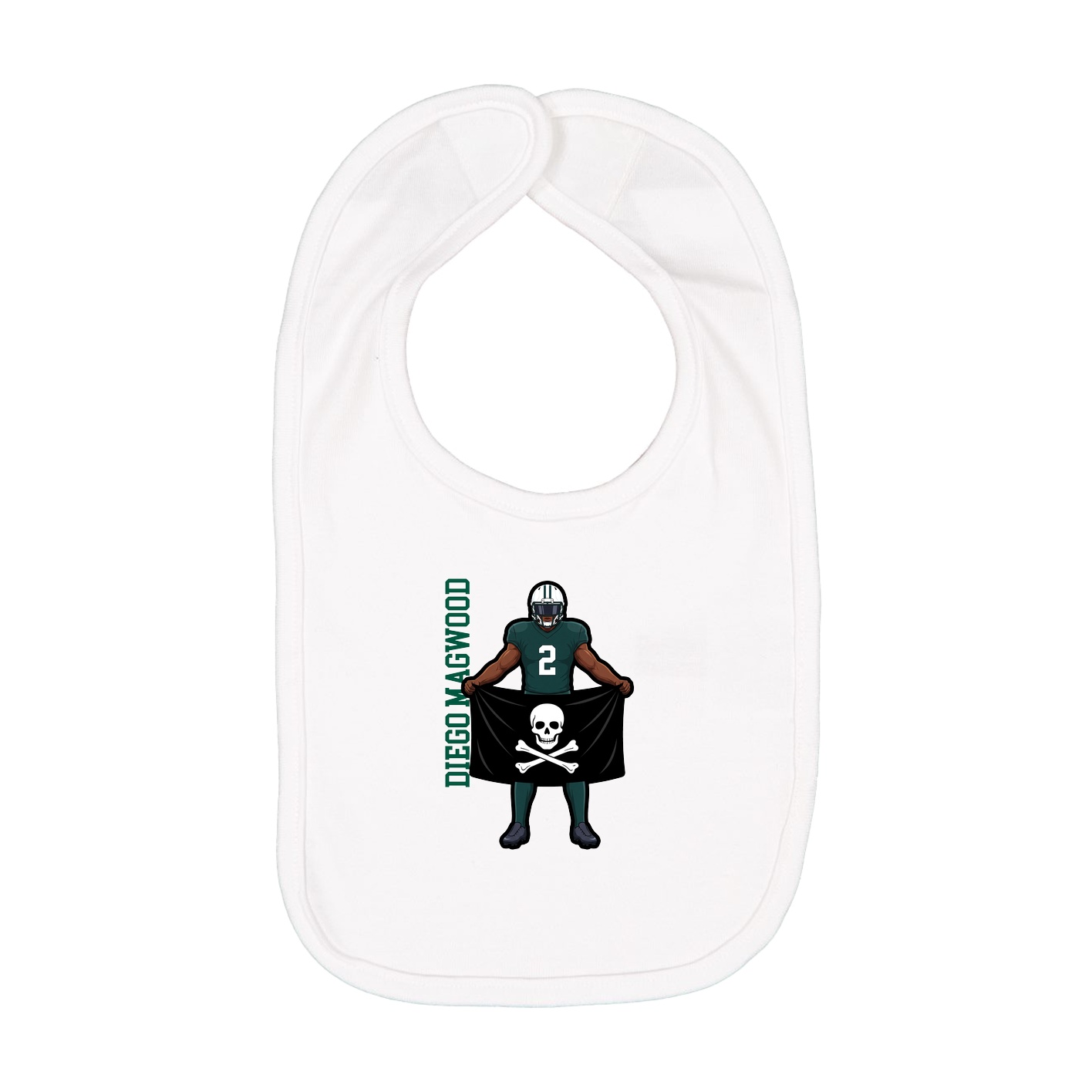Infant Bib — Name Vertical in White