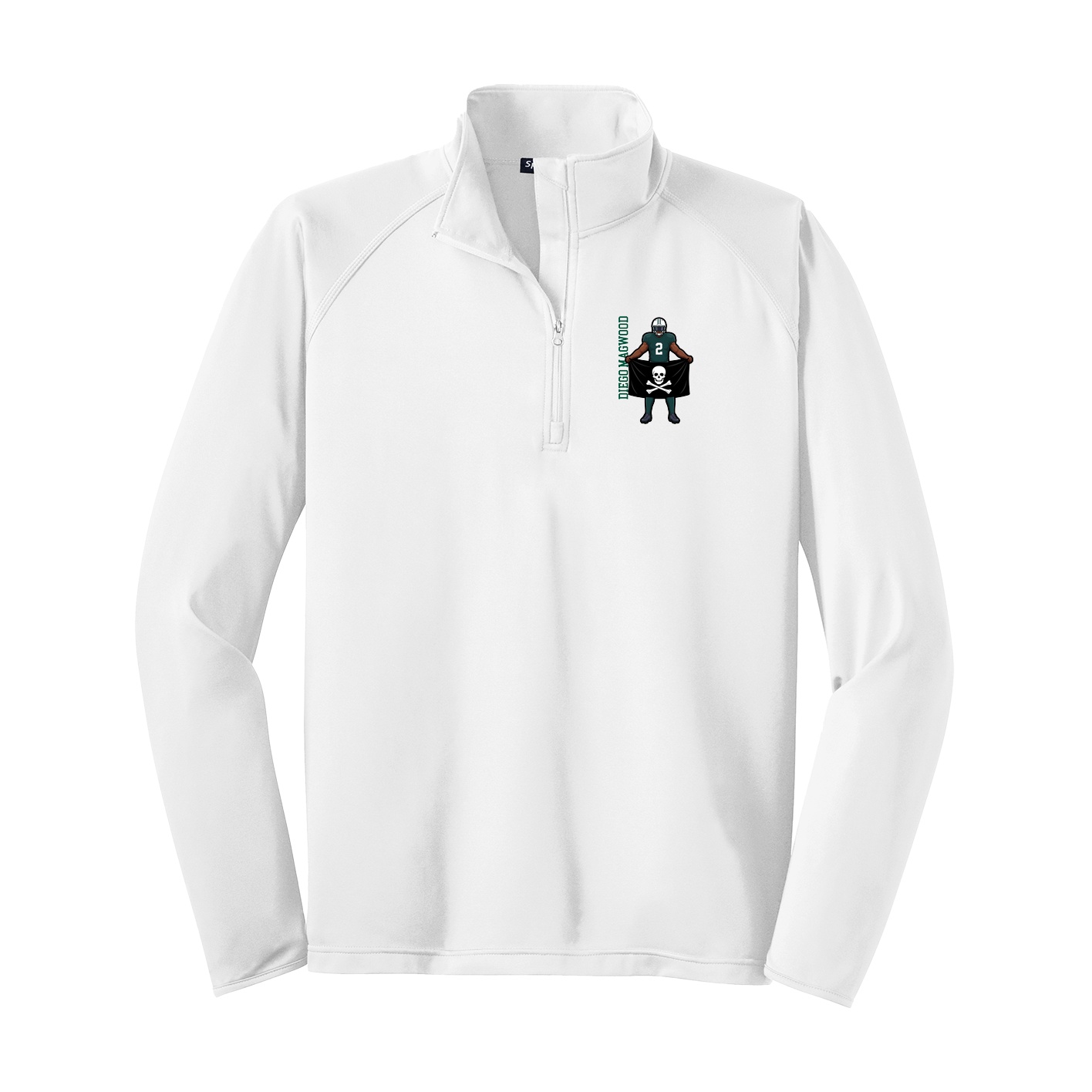 Q-Zip Pullover — Name Vertical in White
