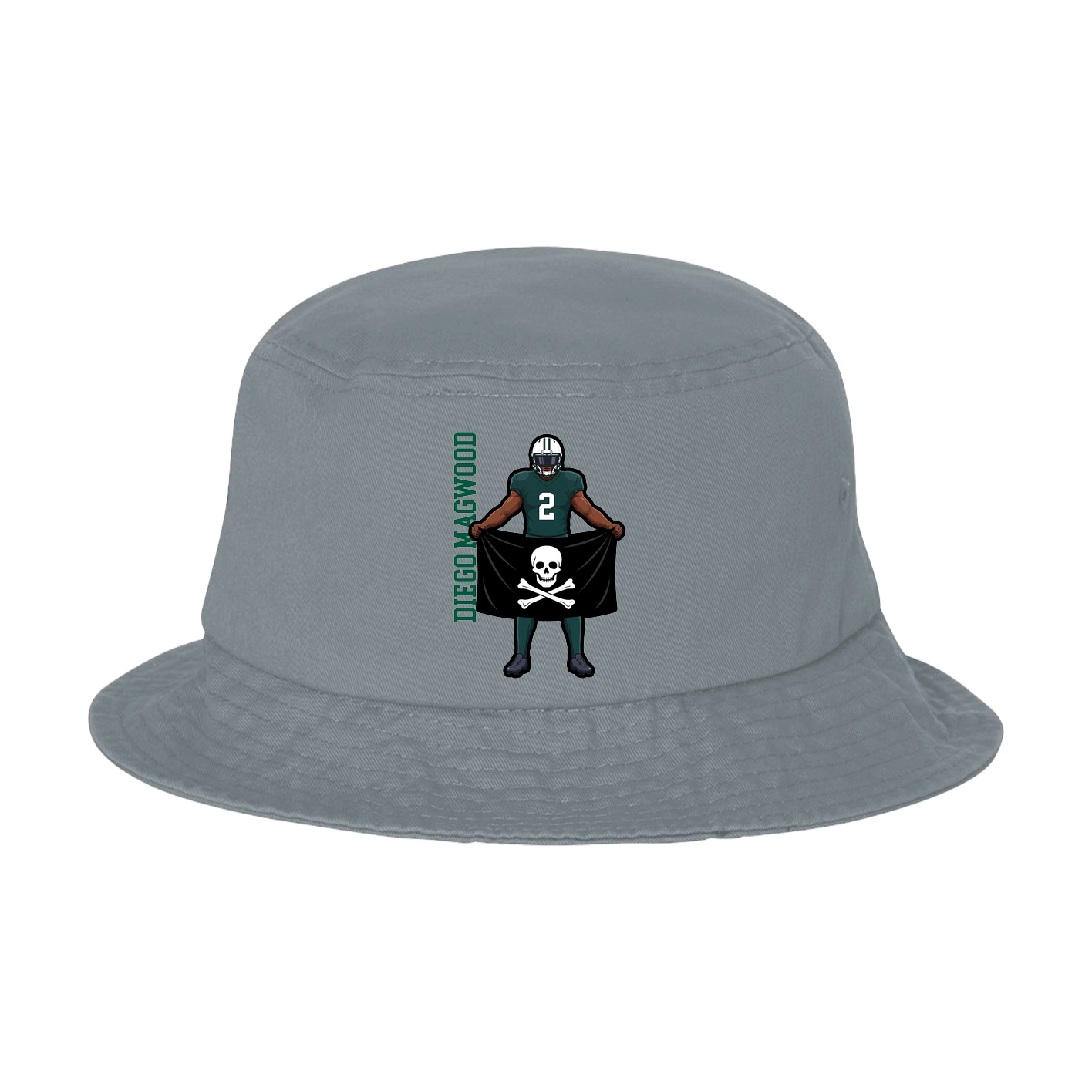 Bucket Cap — Name Vertical in Grey
