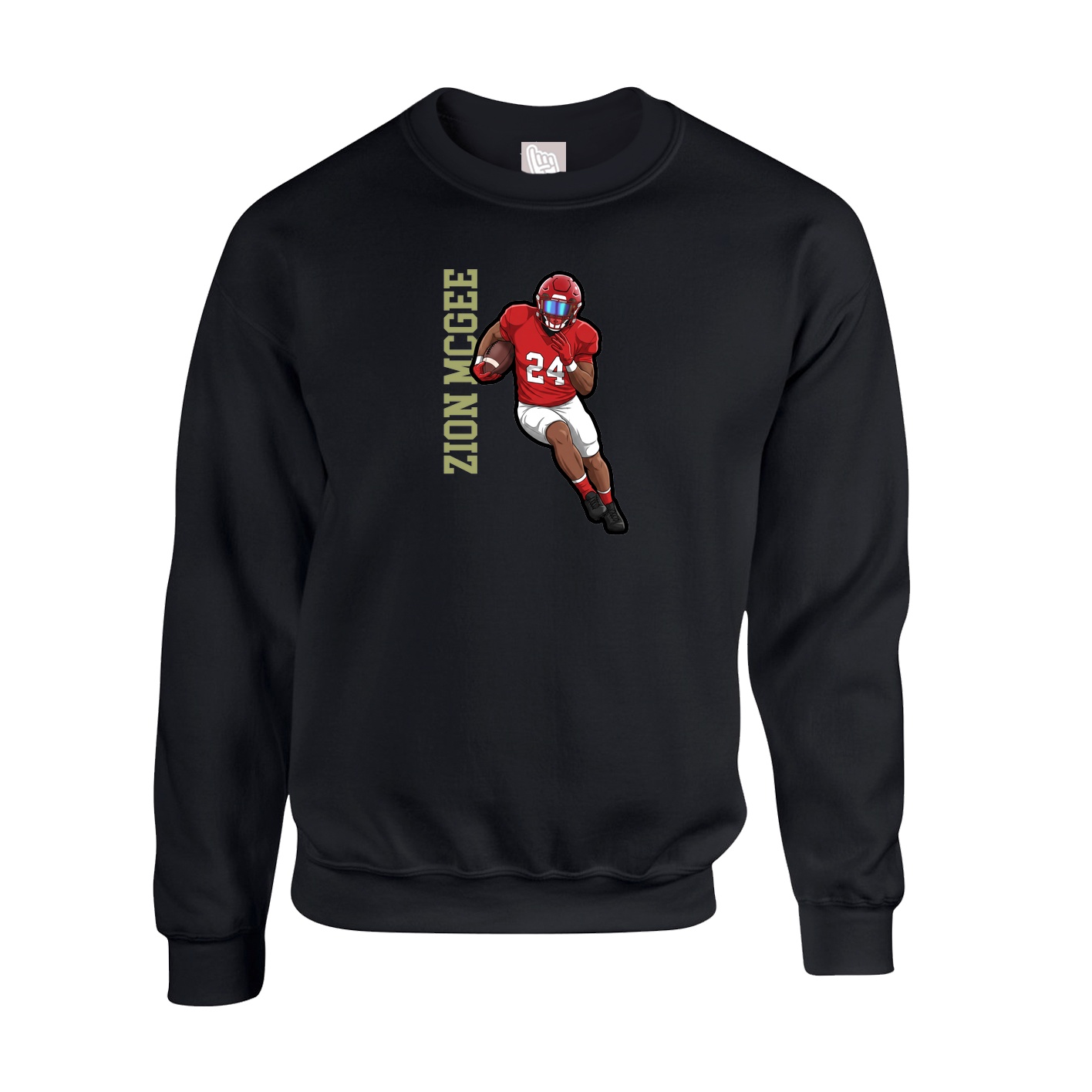 Fleece Crew — Name Vertical in Black