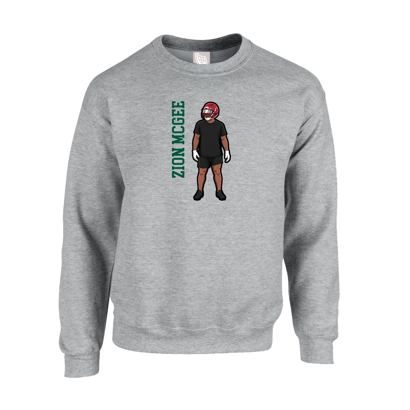Fleece Crew — Name Vertical in Grey