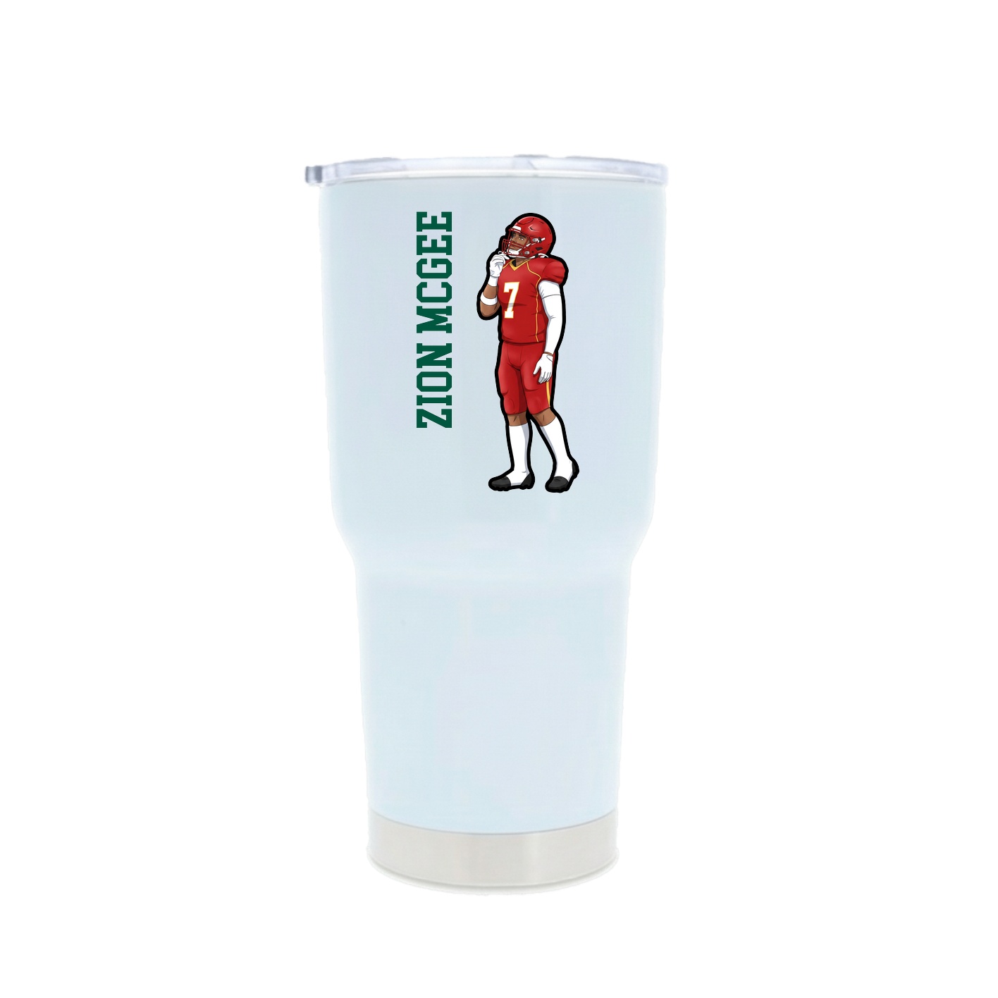 30oz Stainless Steel Tumbler — Name Vertical in White