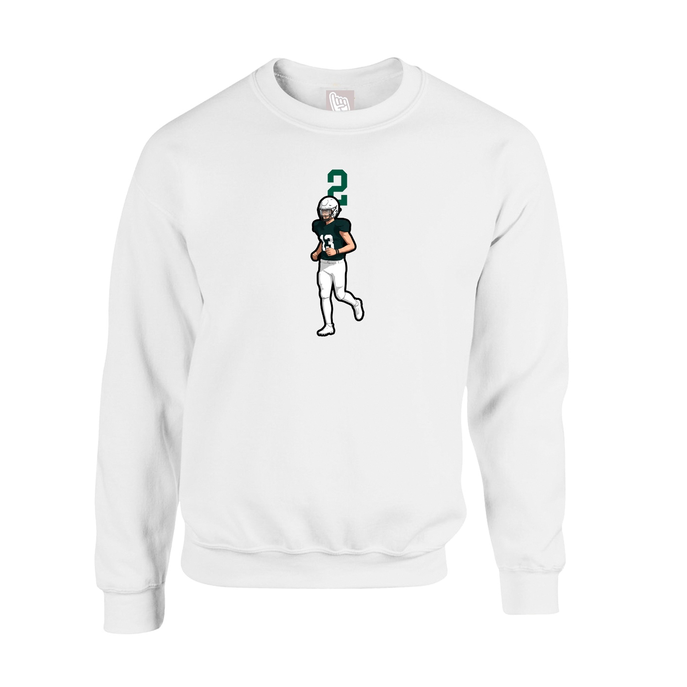 Fleece Crew — Number Top in White