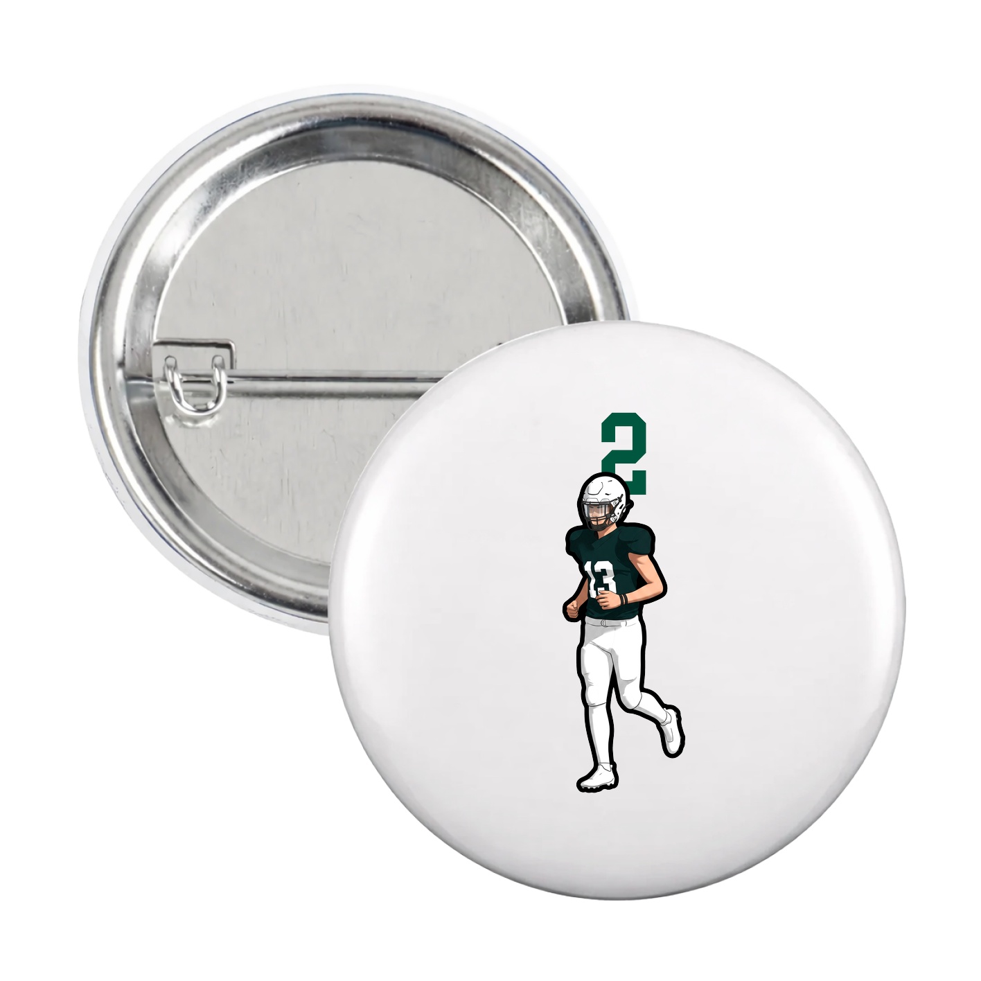 Game Day Button — Number Top in White