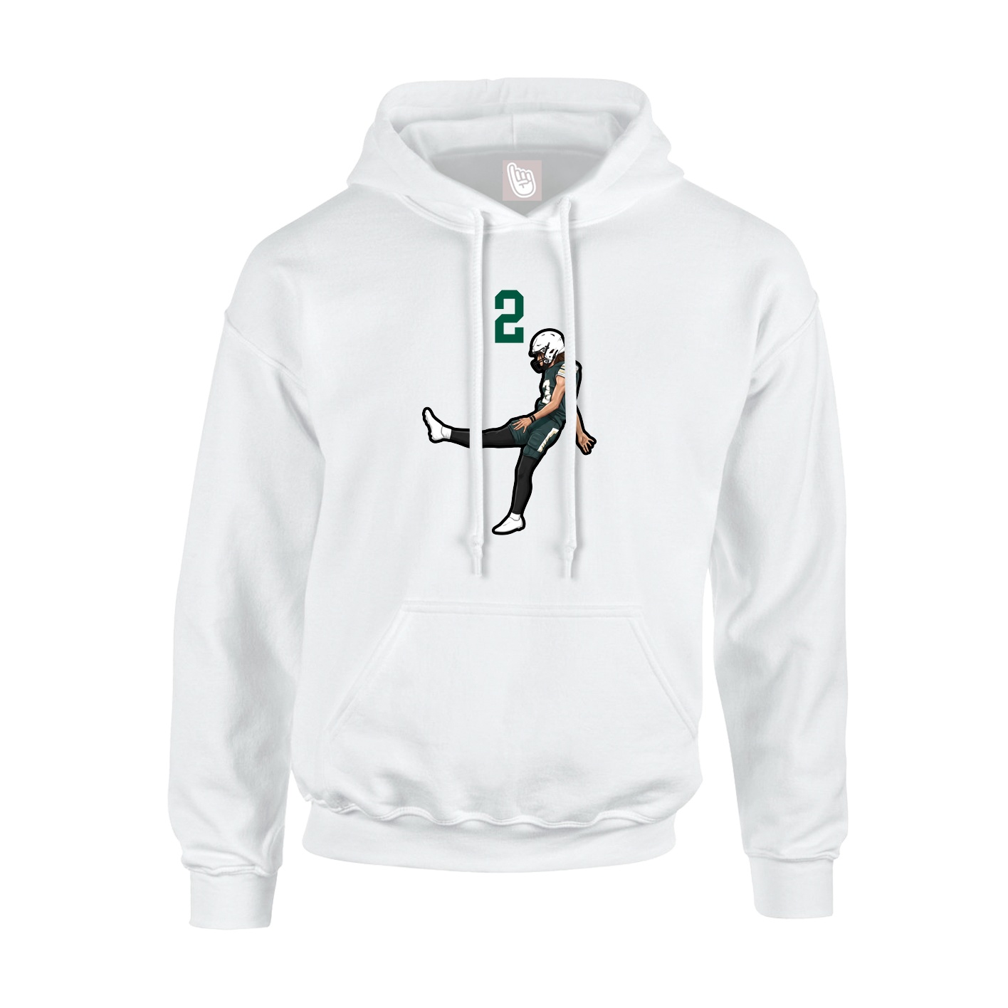 Youth Hoodie — Number Top in White