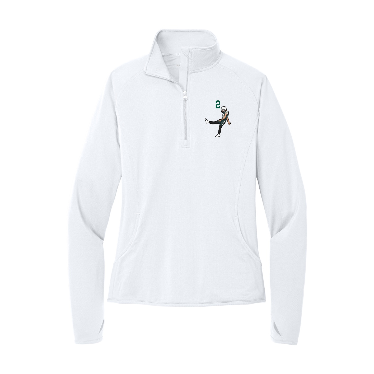 Women's Q-Zip Pullover — Number Top in White