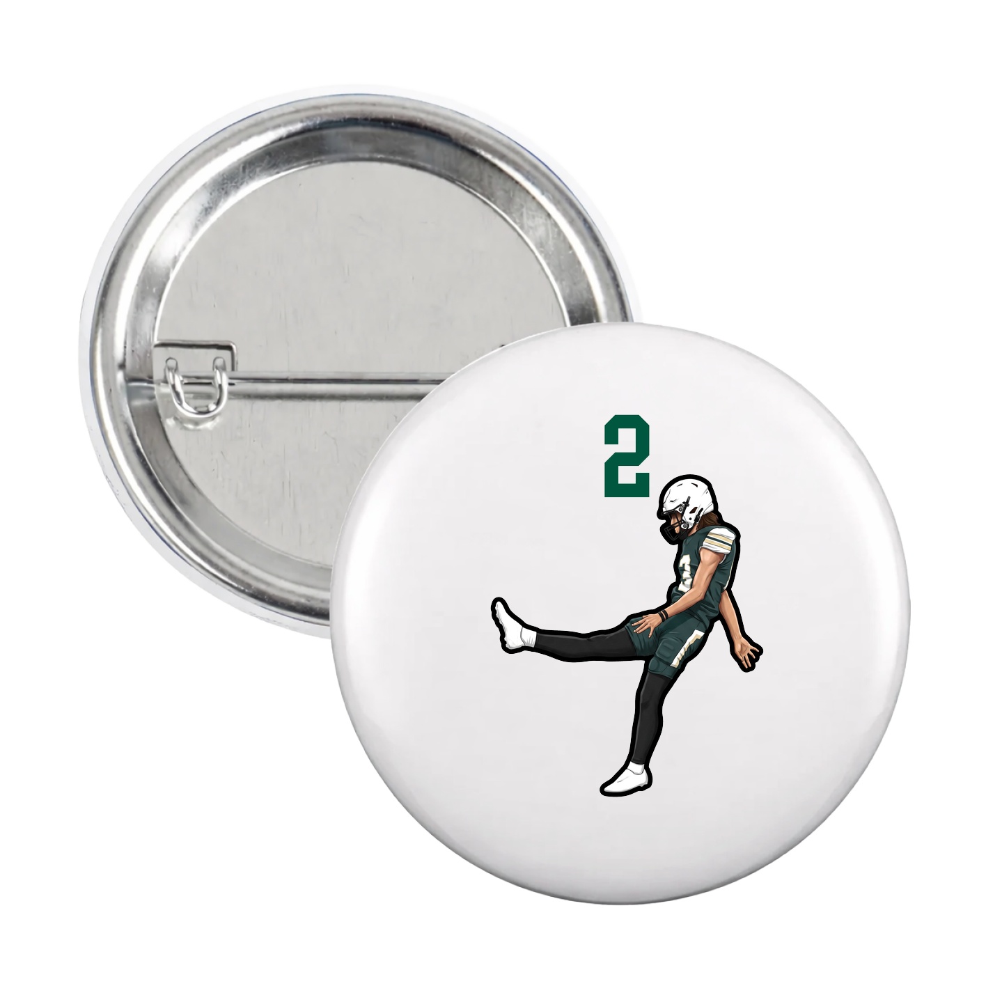 Game Day Button — Number Top in White