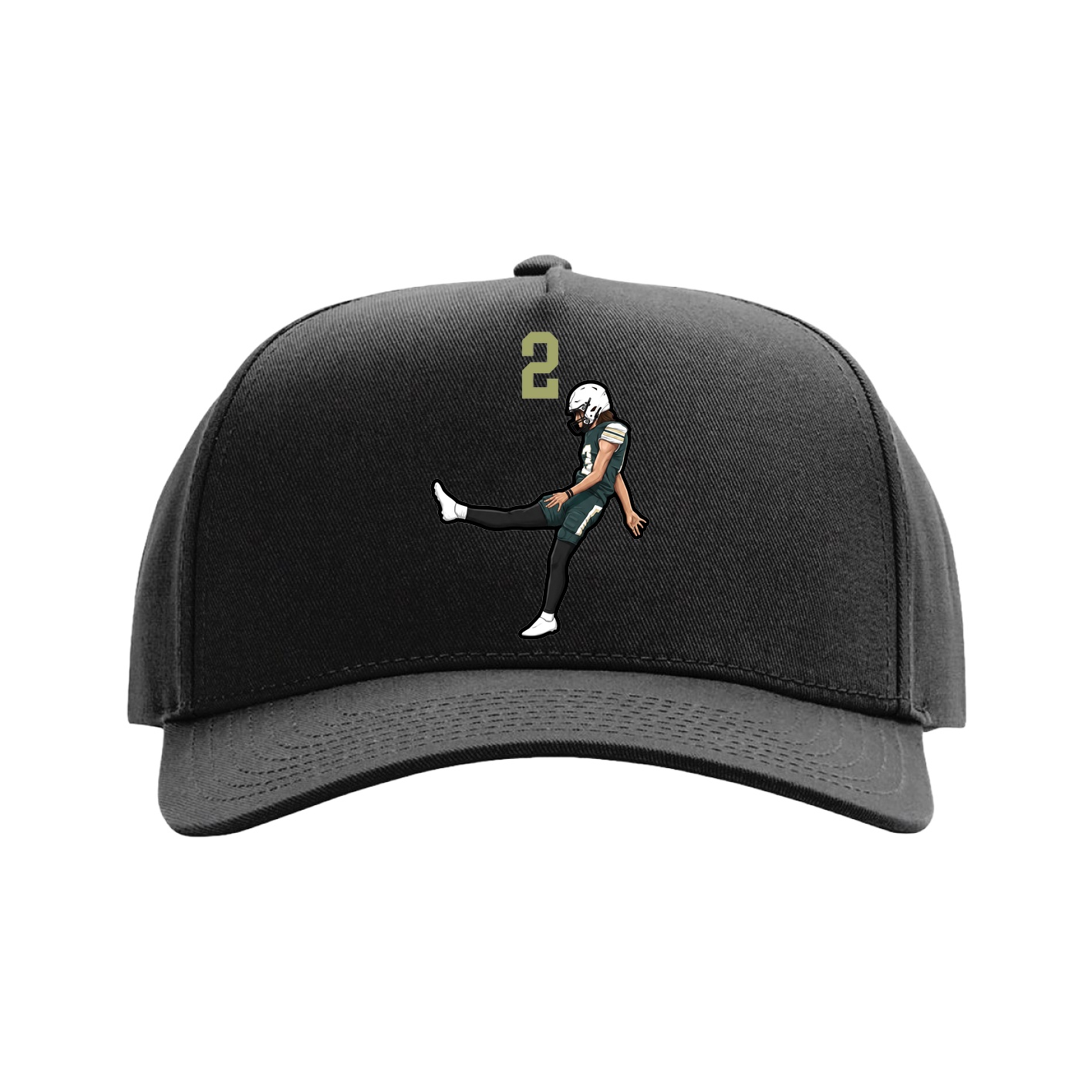 Full Fabric Five-Panel Champ Cap — Number Top in Black
