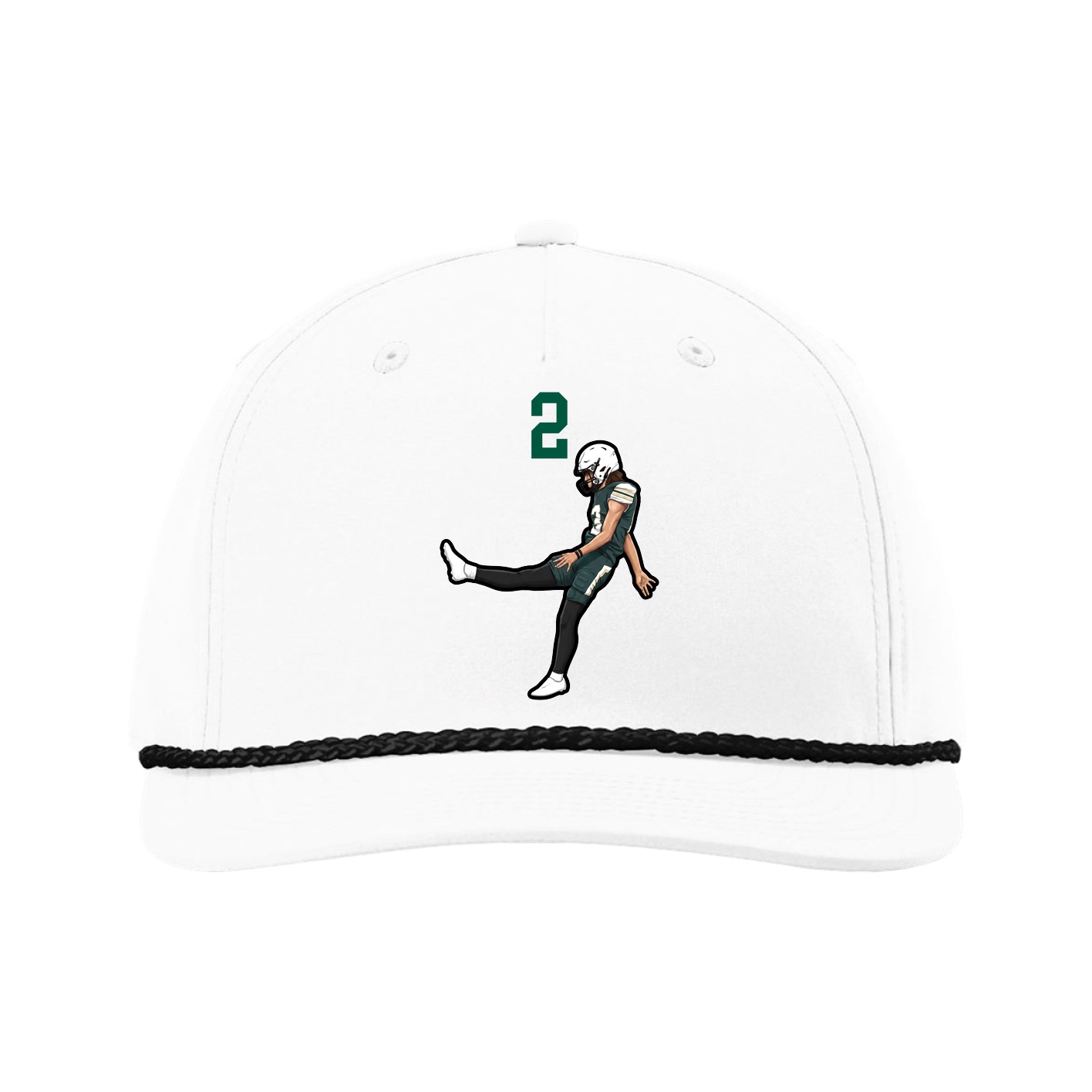 Five-Panel Classic Rope Cap — Number Top in White