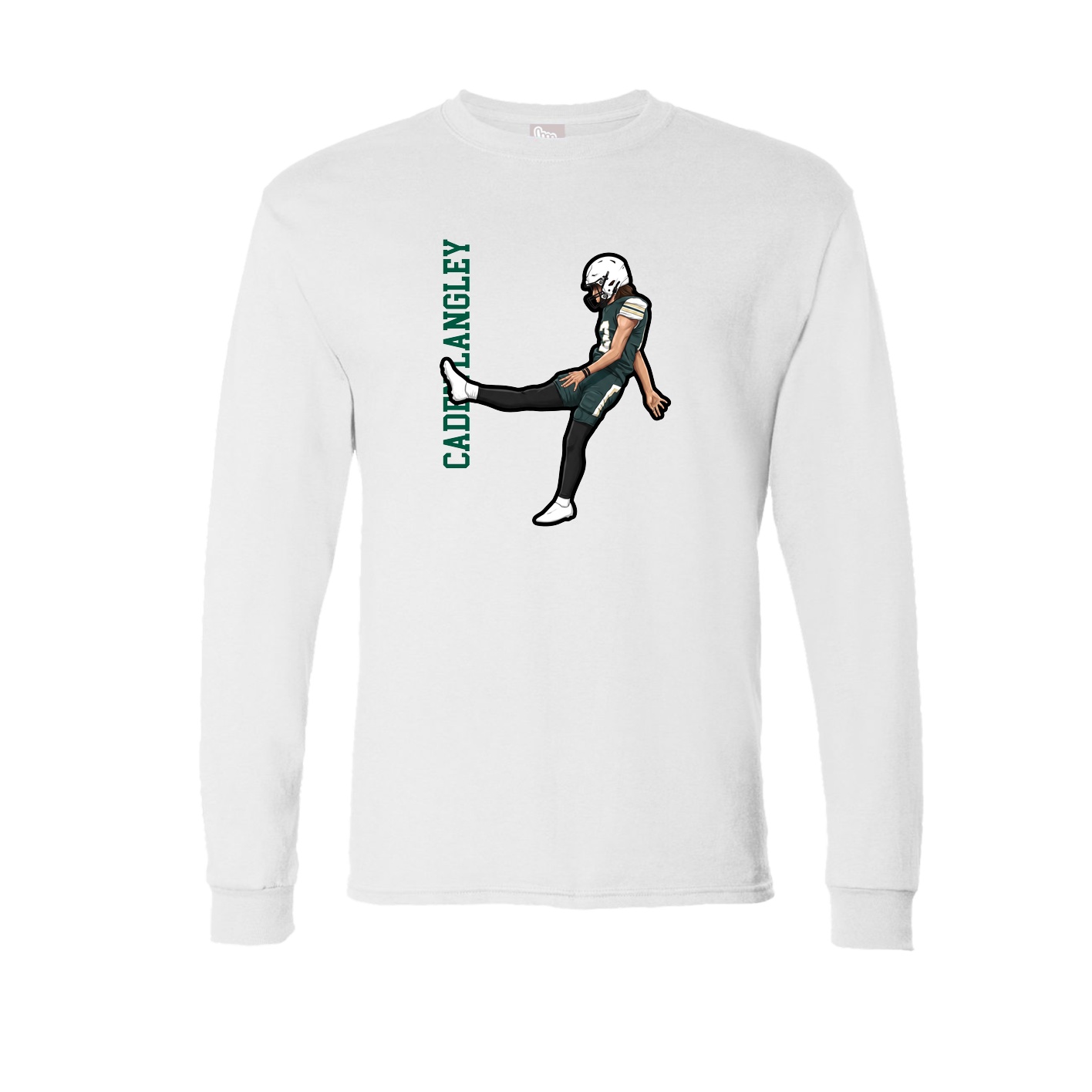 Long Sleeve Tee — Name Vertical in White