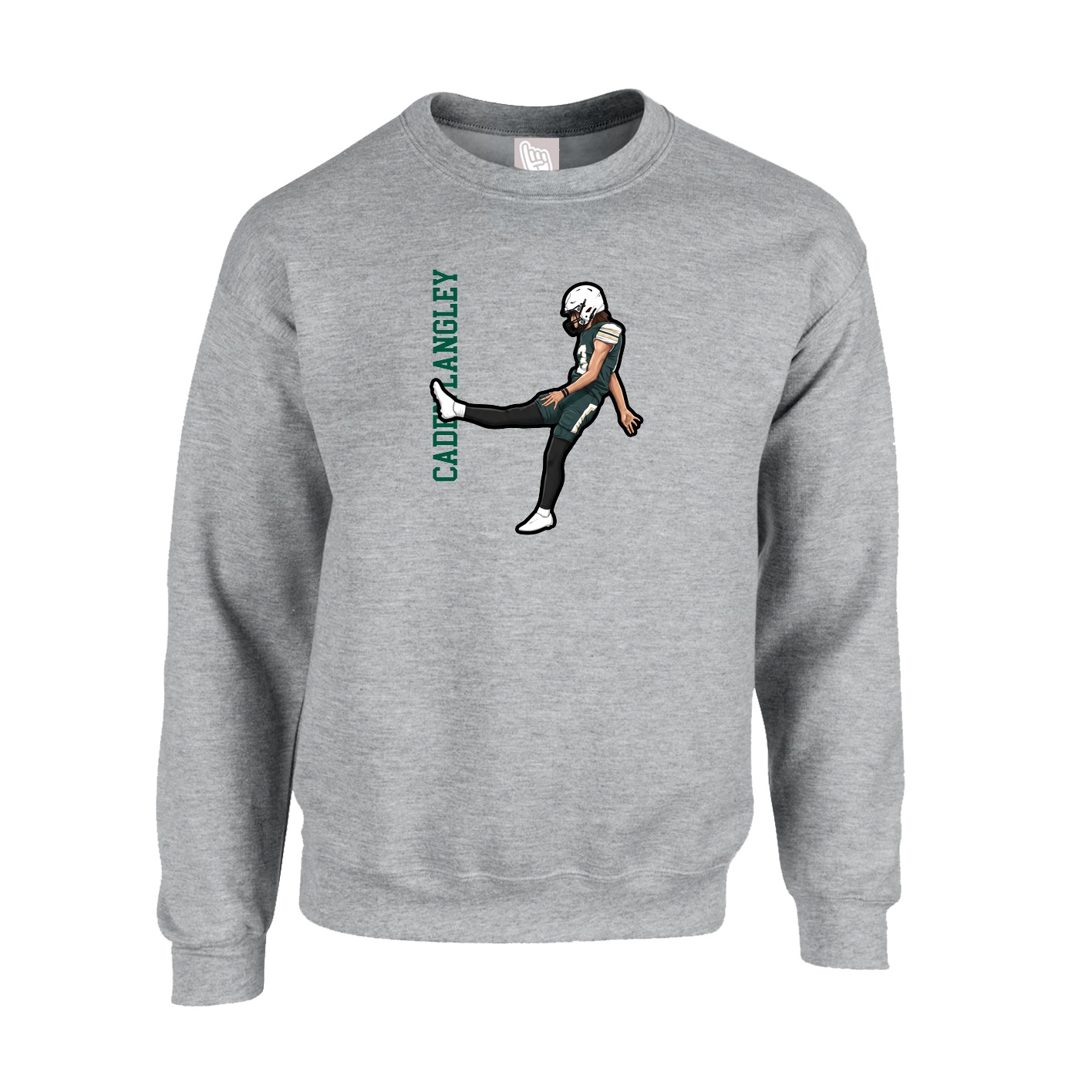 Fleece Crew — Name Vertical in Grey