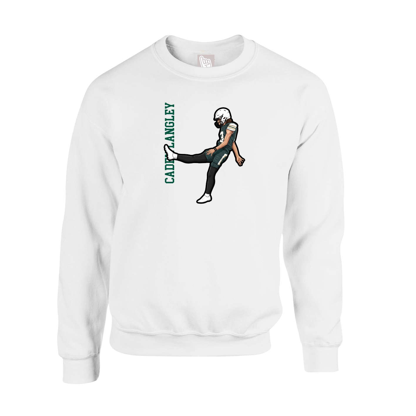 Fleece Crew — Name Vertical in White