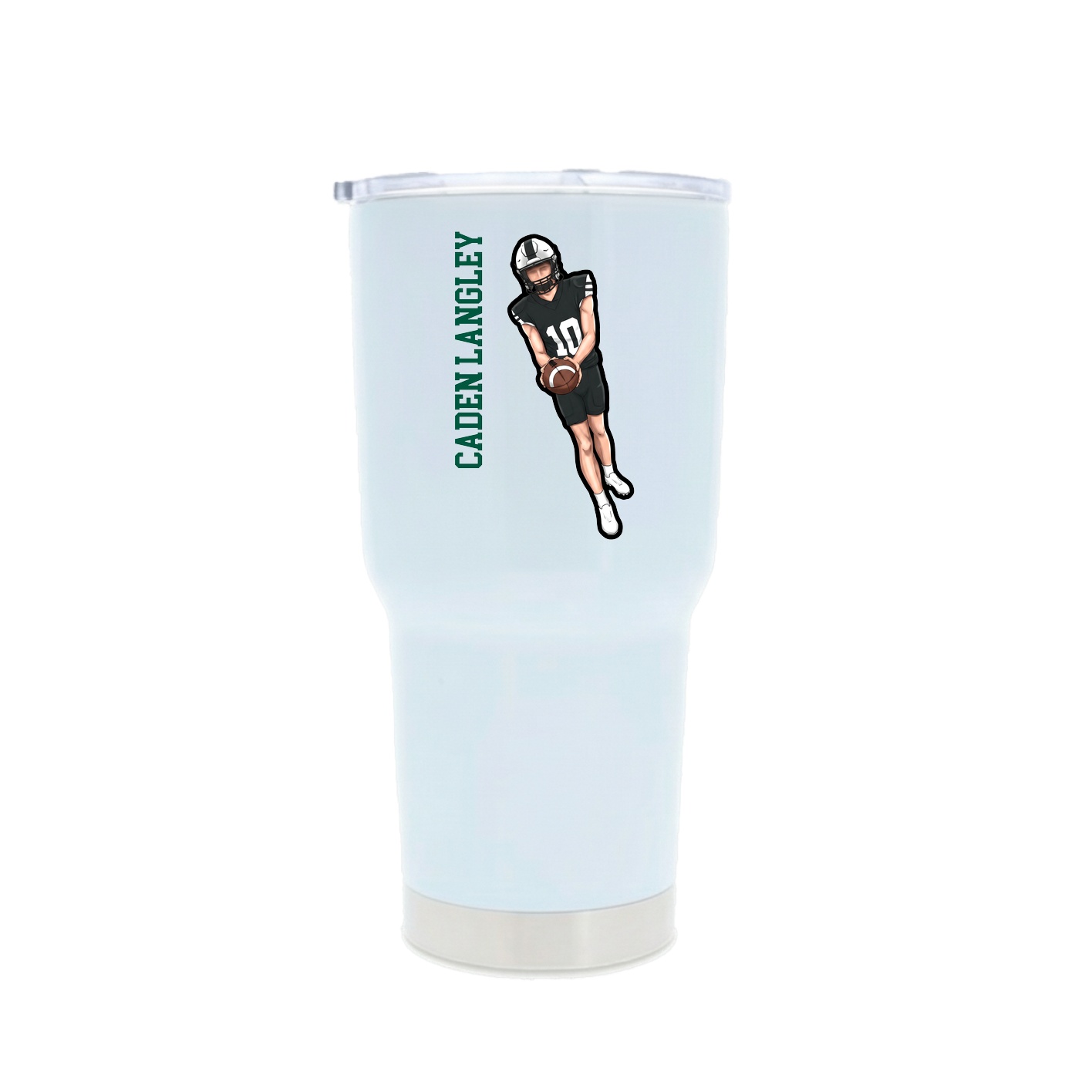 30oz Stainless Steel Tumbler — Name Vertical in White