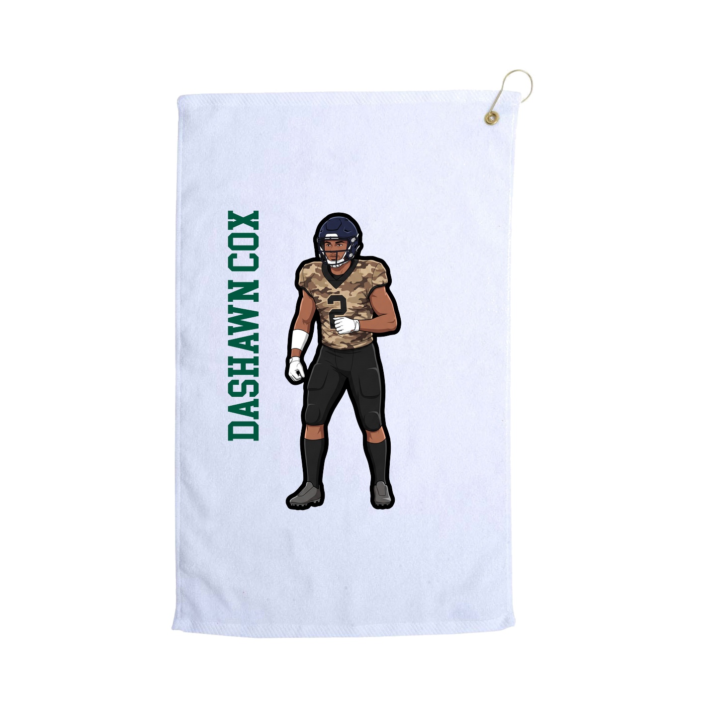 Golf Towel — Name Vertical in White