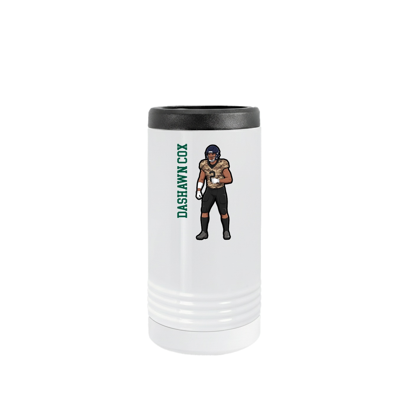 Slim Beverage Holder — Name Vertical in White