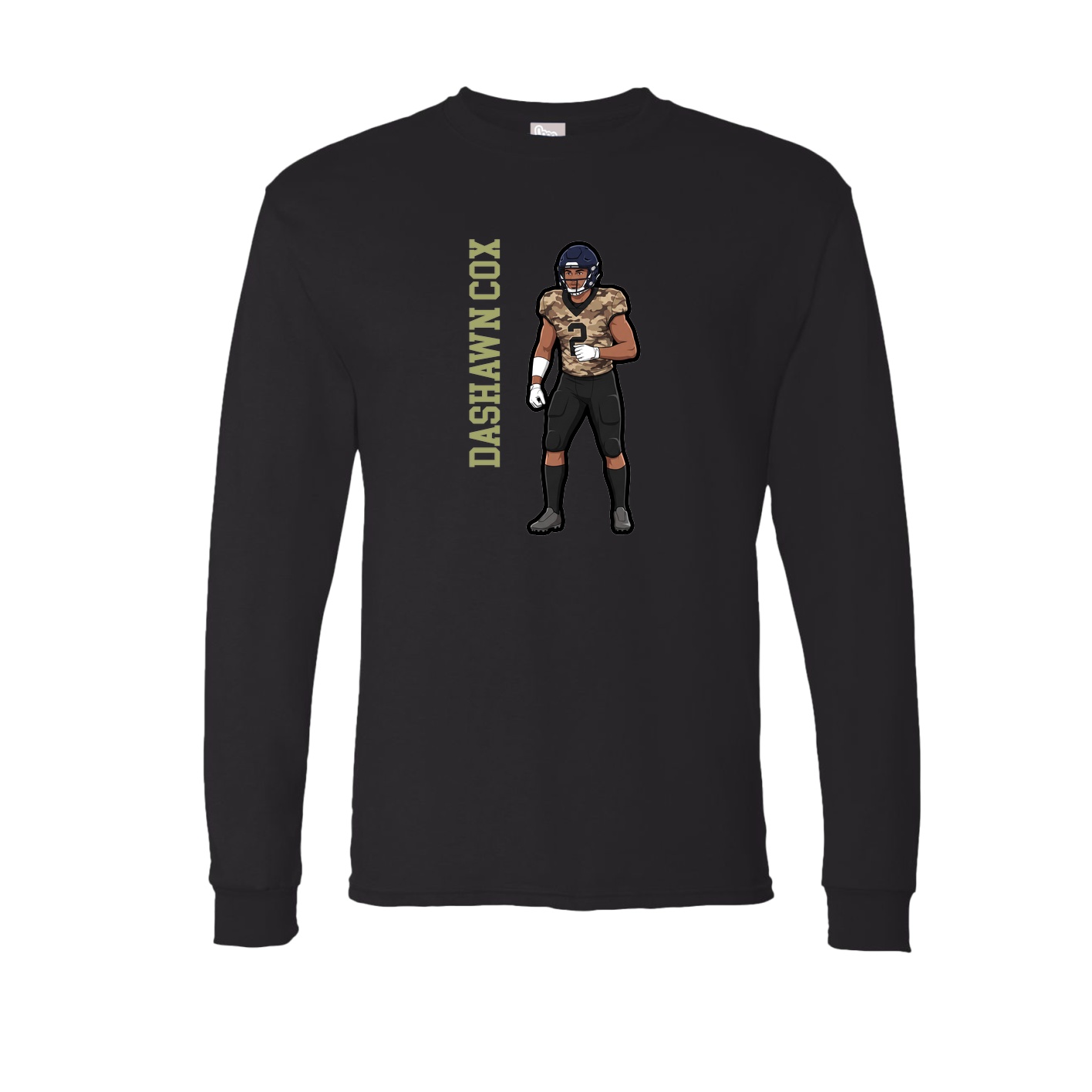 Long Sleeve Tee — Name Vertical in Black