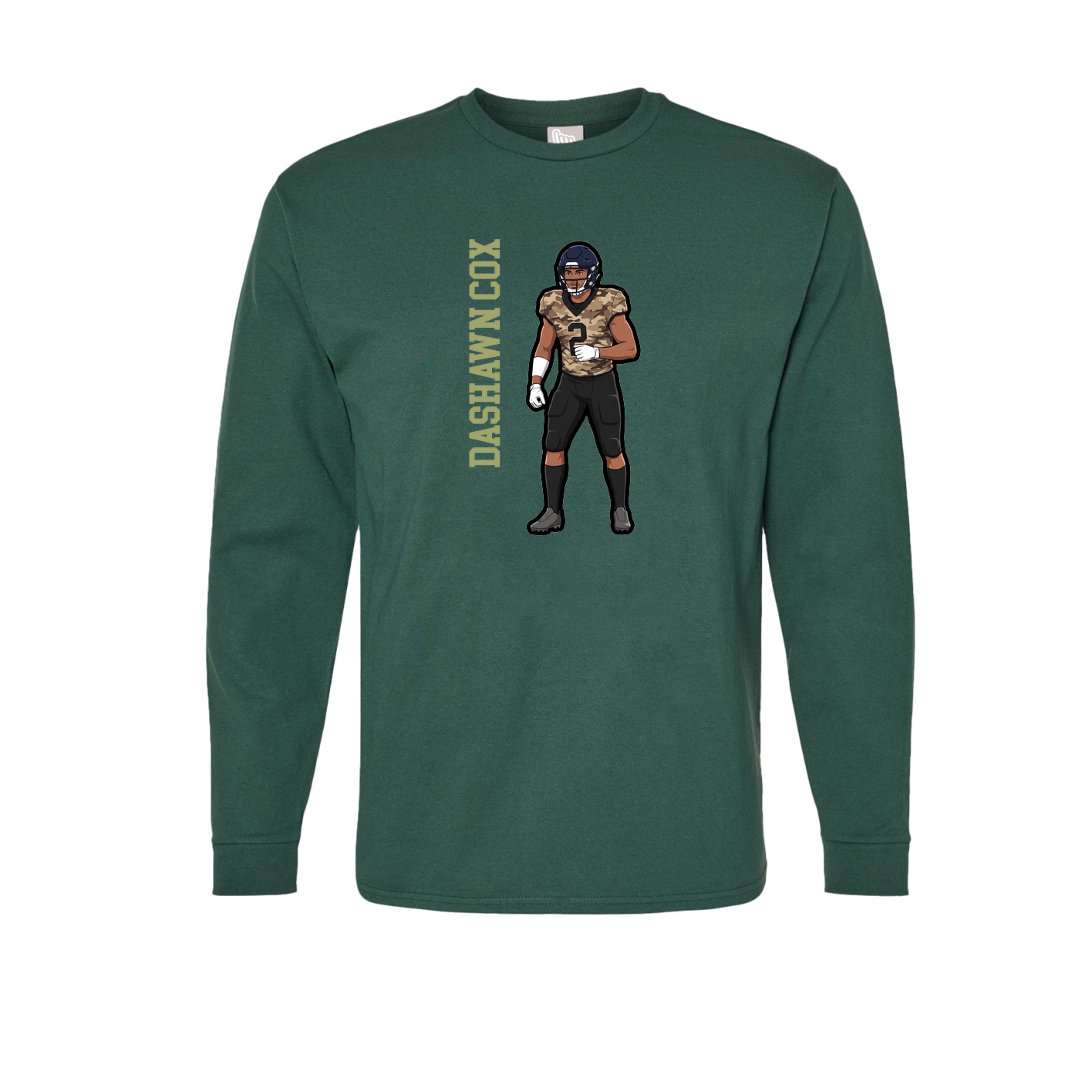 Long Sleeve Tee — Name Vertical in Green