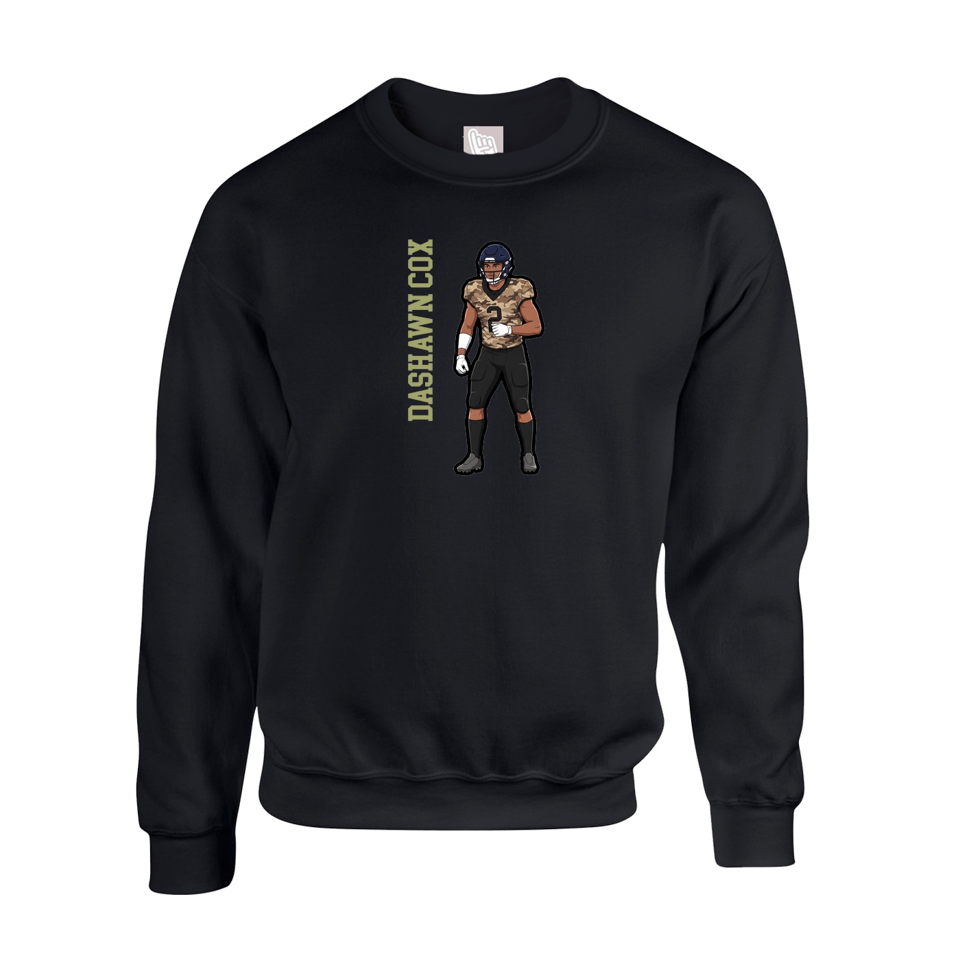 Fleece Crew — Name Vertical in Black