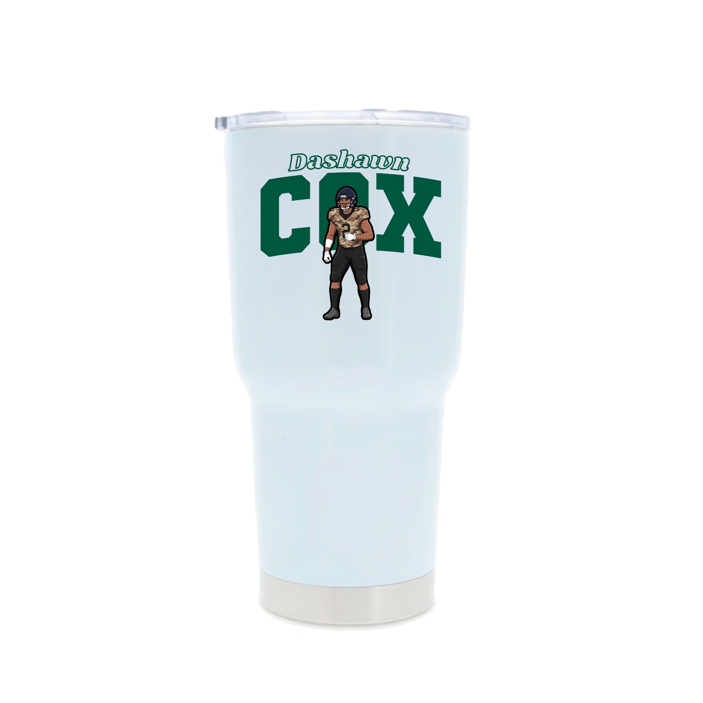 30oz Stainless Steel Tumbler — Name Arch in White