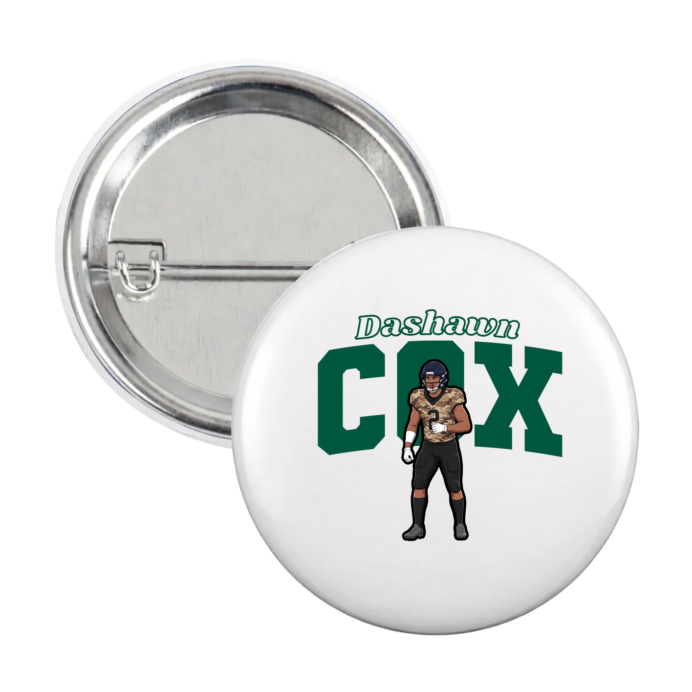 Game Day Button — Name Arch in White