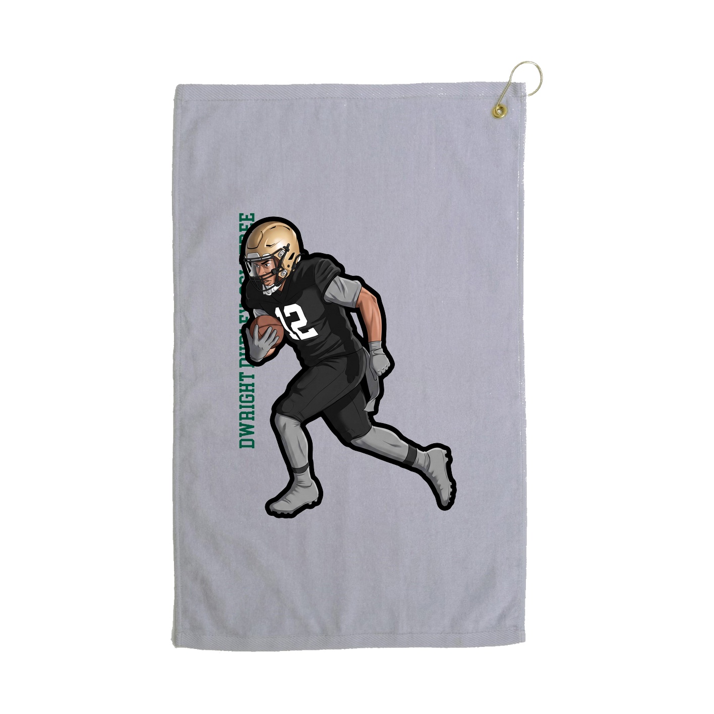 Golf Towel — Name Vertical in Grey