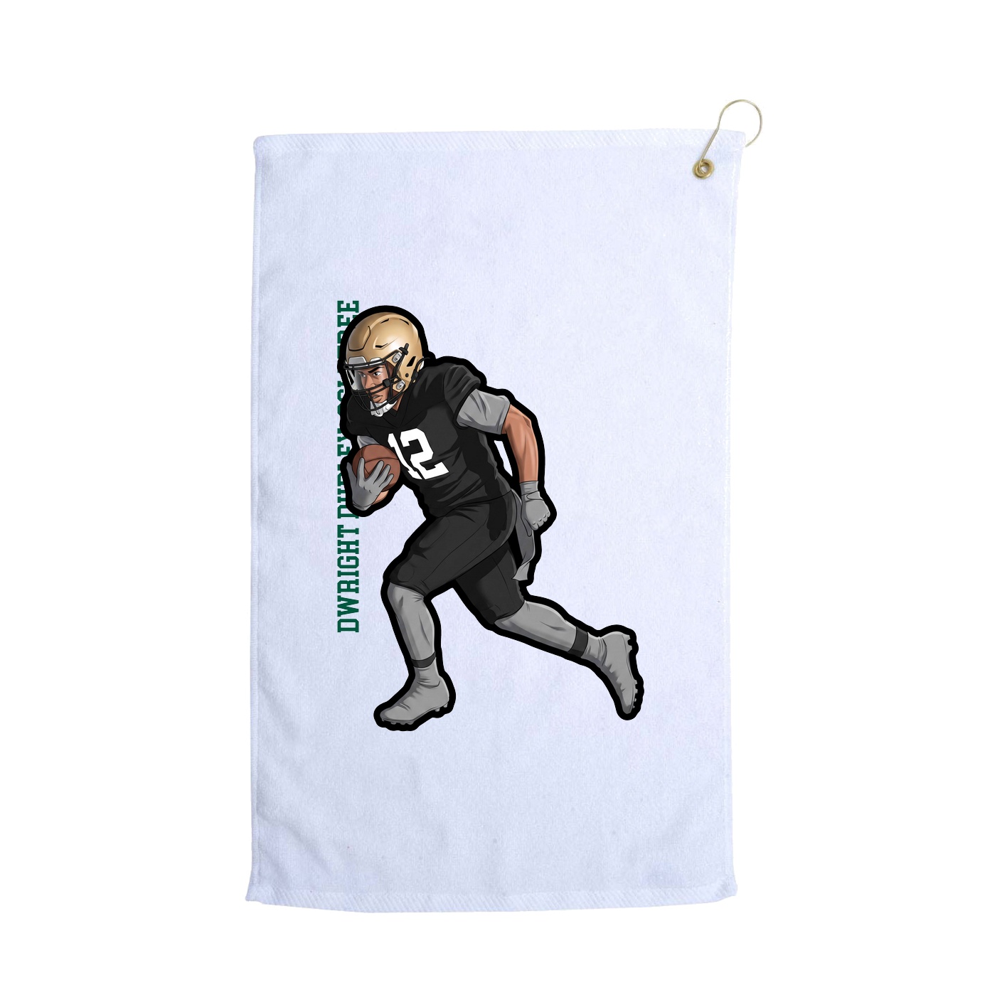 Golf Towel — Name Vertical in White