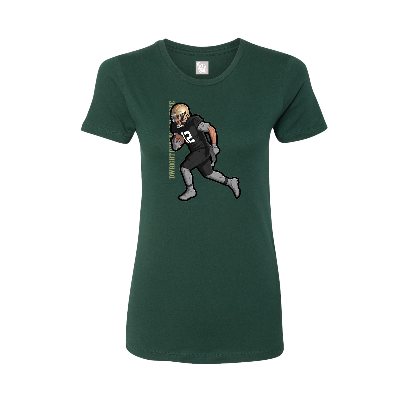 Fitted Women's Tee — Name Vertical in Green