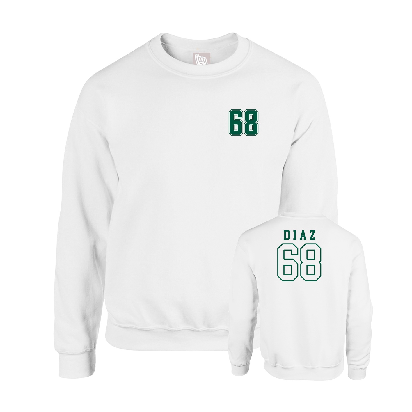 Fleece Crew — Chest Back in White