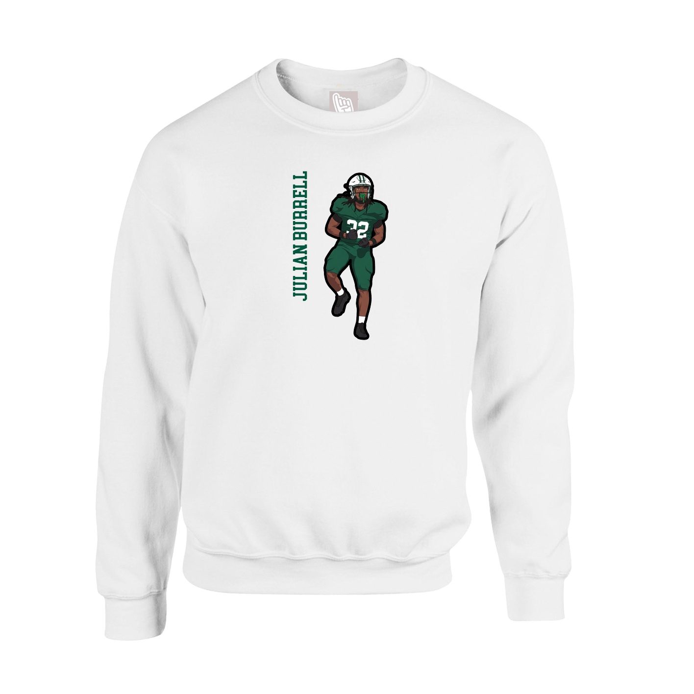 Fleece Crew — Name Vertical in White