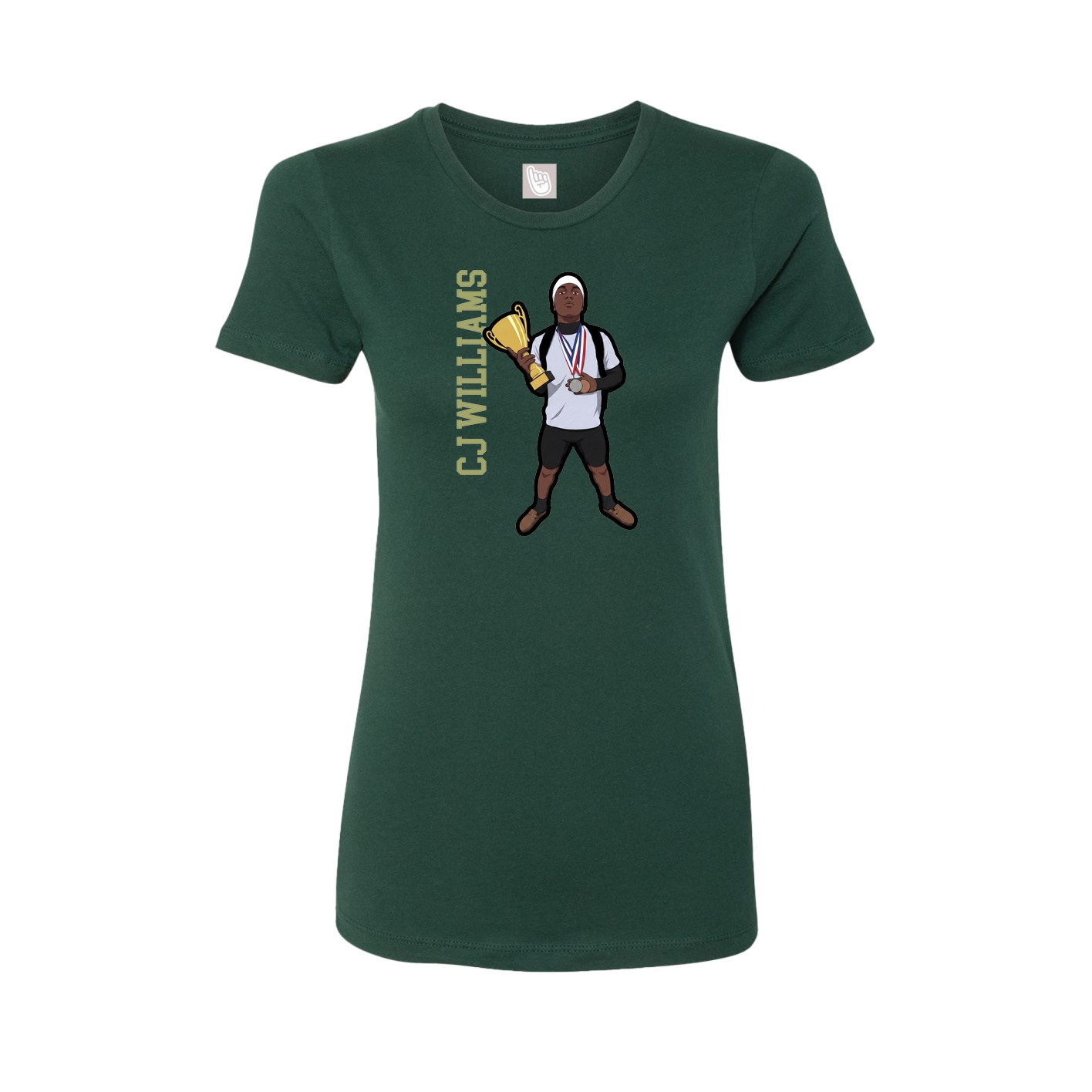 Fitted Women's Tee — Name Vertical in Green