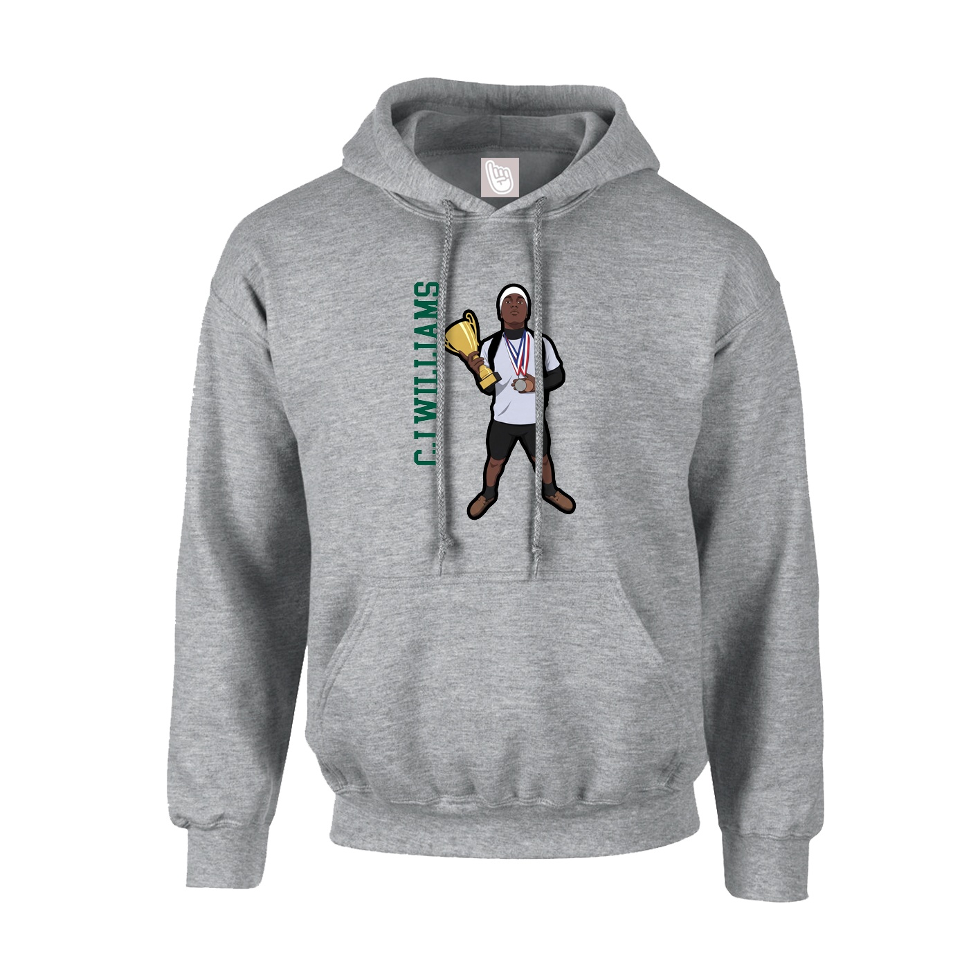 Youth Hoodie — Name Vertical in Grey