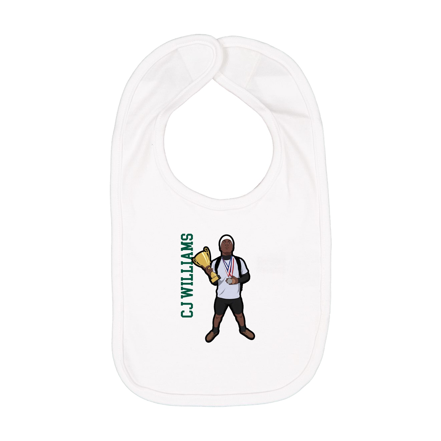 Infant Bib — Name Vertical in White