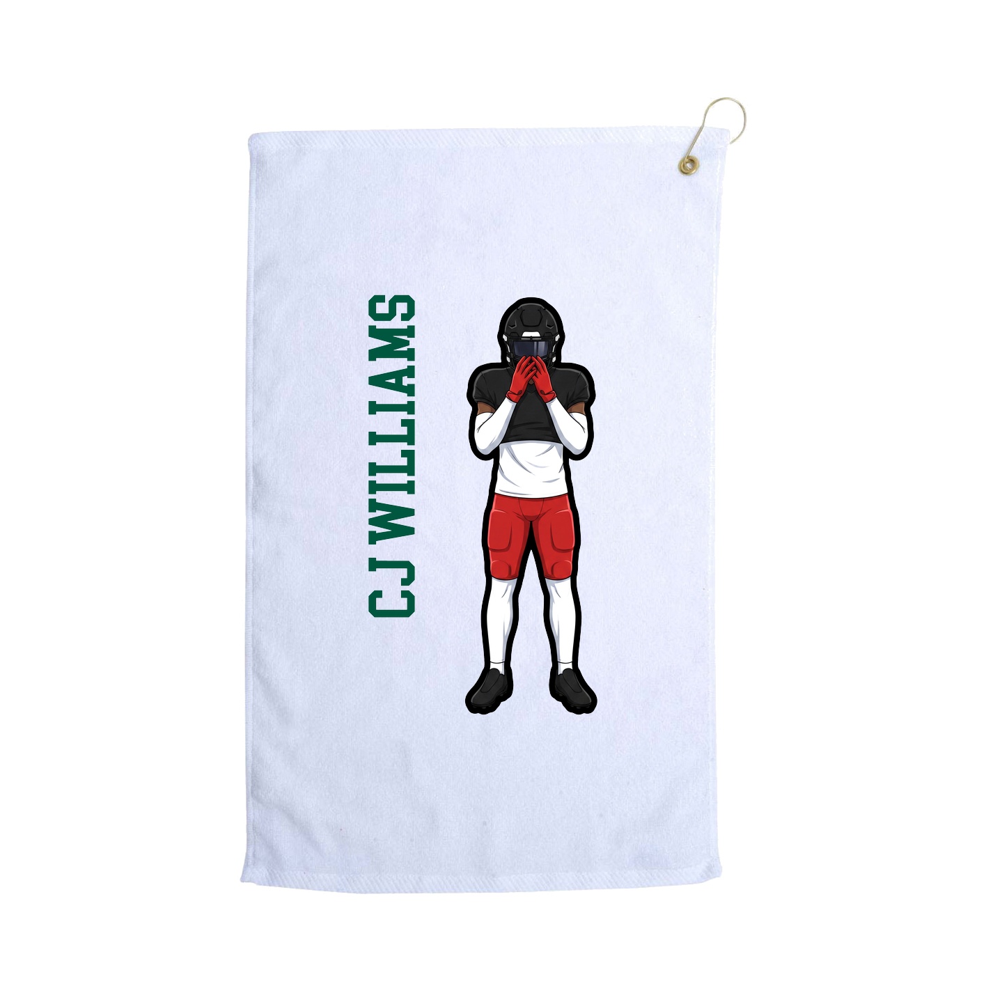 Golf Towel — Name Vertical in White