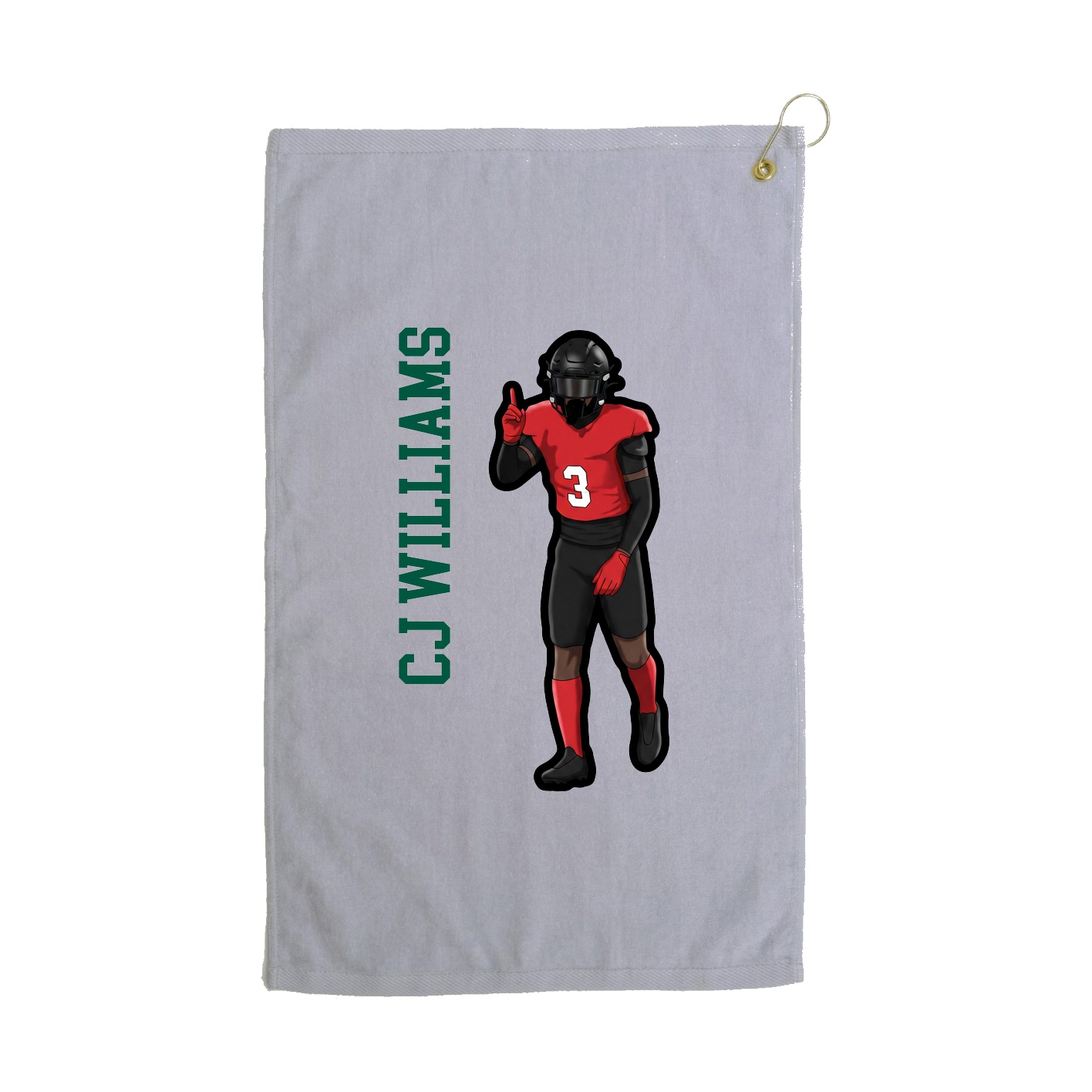 Golf Towel — Name Vertical in Grey